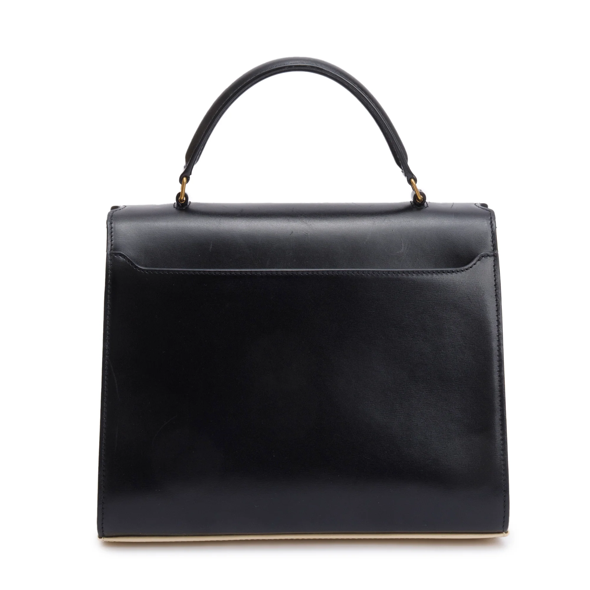 Saint Laurent 2023 Black & Ivory Smooth Leather Cassandra Medium Top Handle Bag - Image 5