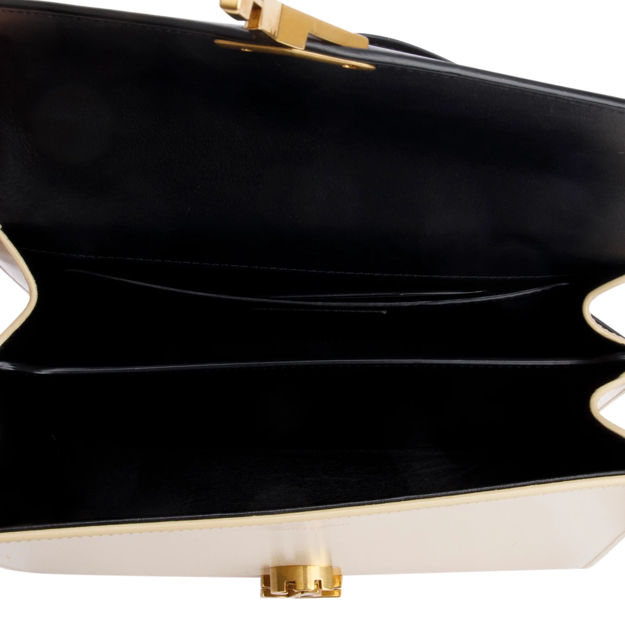 Saint Laurent 2023 Black & Ivory Smooth Leather Cassandra Medium Top Handle Bag - Image 8
