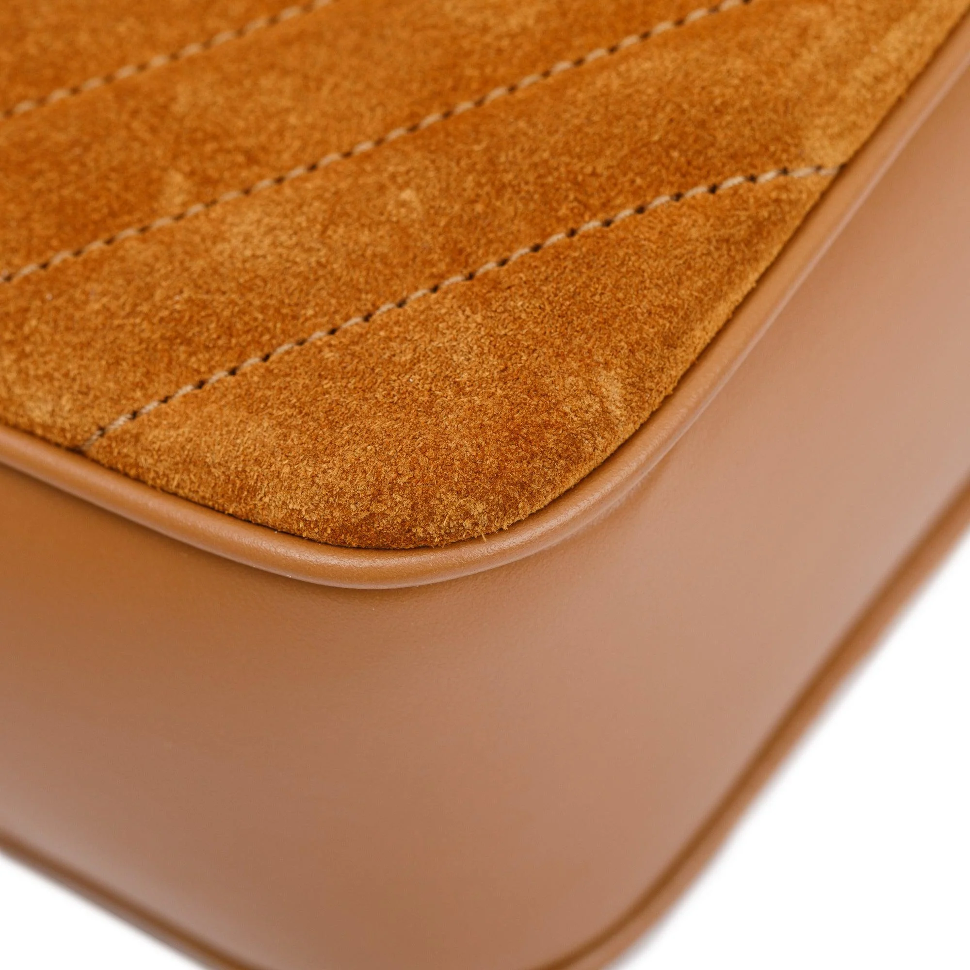 Saint Laurent 2023 Brown Quilted Suede & Smooth Leather Lou Camera Bag w/ Box - Image 10