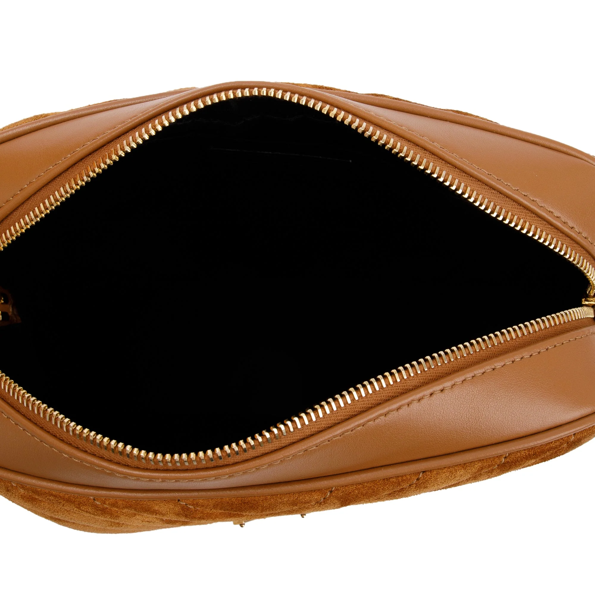 Saint Laurent 2023 Brown Quilted Suede & Smooth Leather Lou Camera Bag w/ Box - Image 4