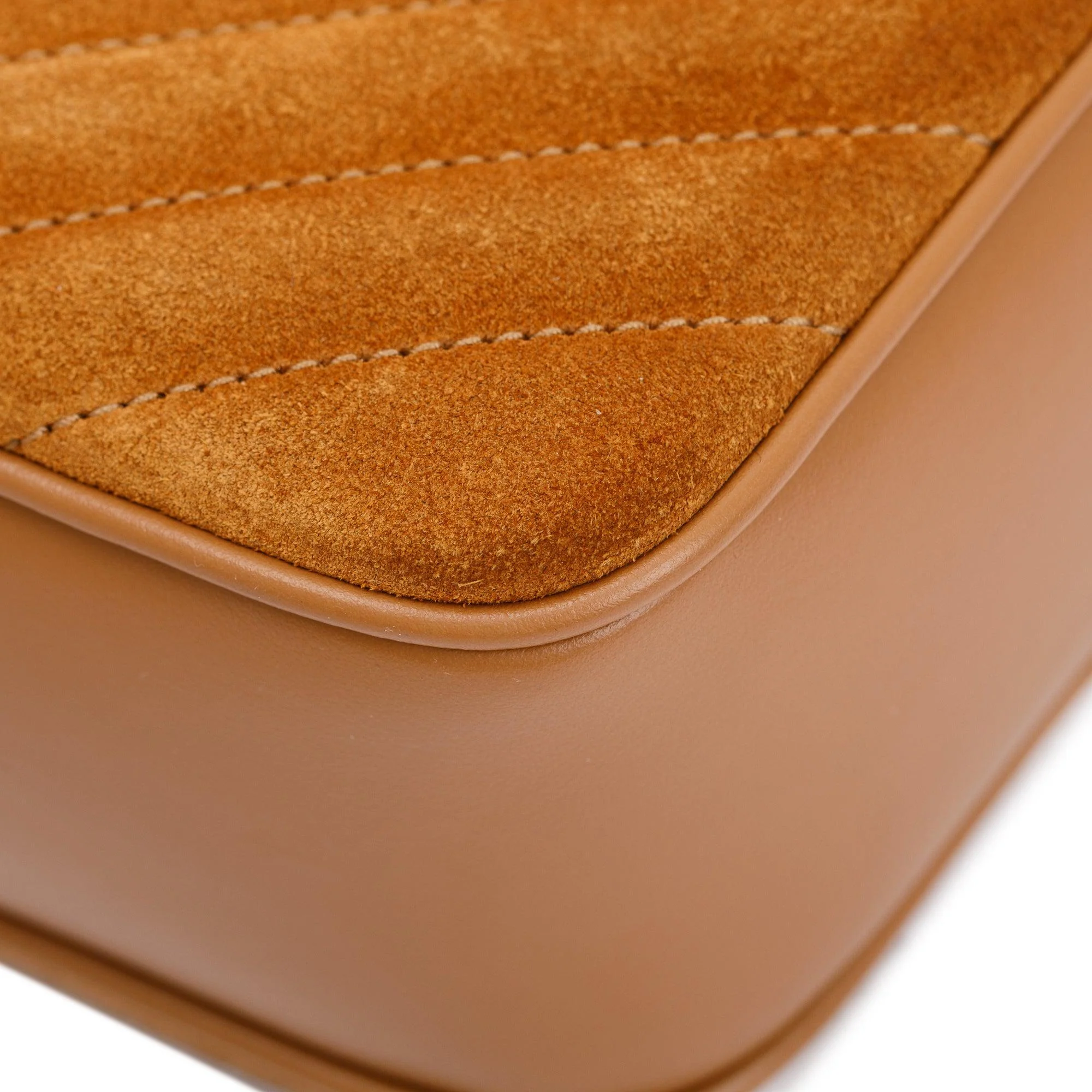 Saint Laurent 2023 Brown Quilted Suede & Smooth Leather Lou Camera Bag w/ Box - Image 9