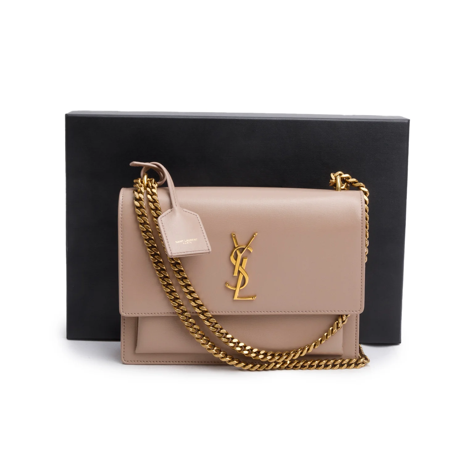 Saint Laurent 2023 Dark Beige Smooth Leather Medium Sunset Bag w/ Box - Image 2