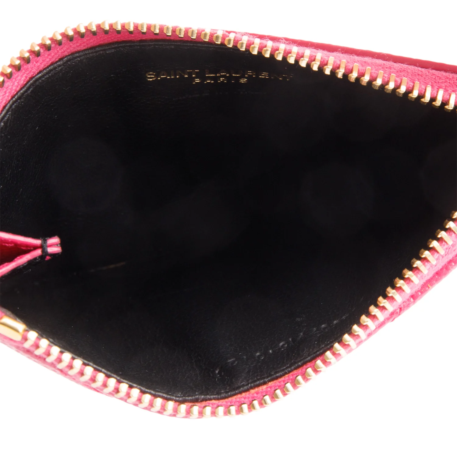 Saint Laurent 2023 Pink Grain De Poudre Leather Cassandre Matelasse Fragments Zipped Card Case - Image 6