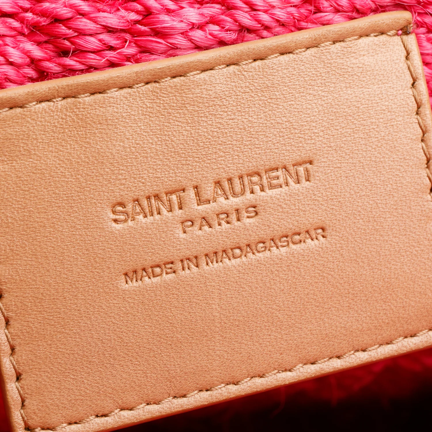 Saint Laurent 2023 Pink Raffia Medium Kate Chain Bag - Image 9