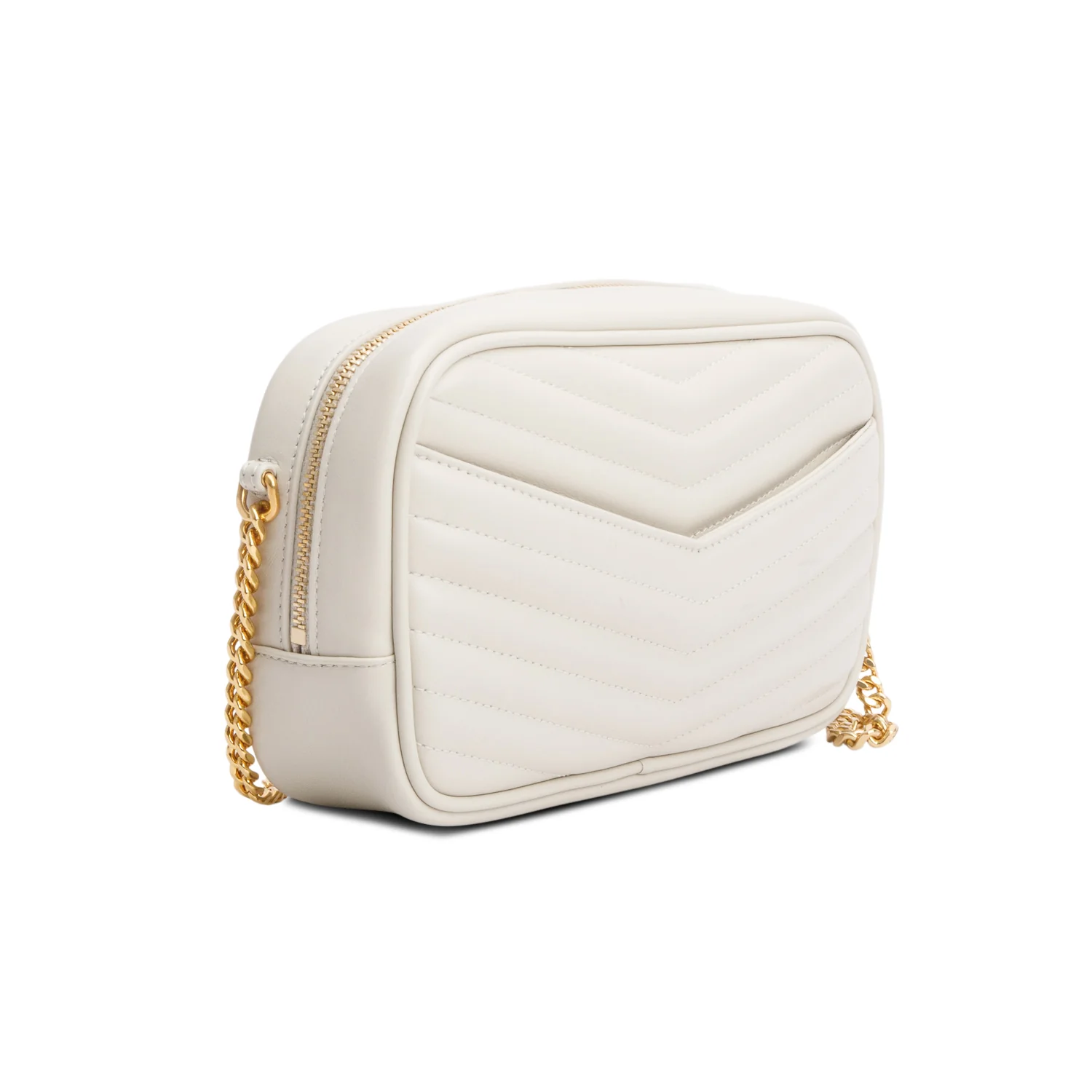 Saint Laurent 2023 White Quilted Calfskin Matelasse Leather Mini Lou Camera Bag - Image 6
