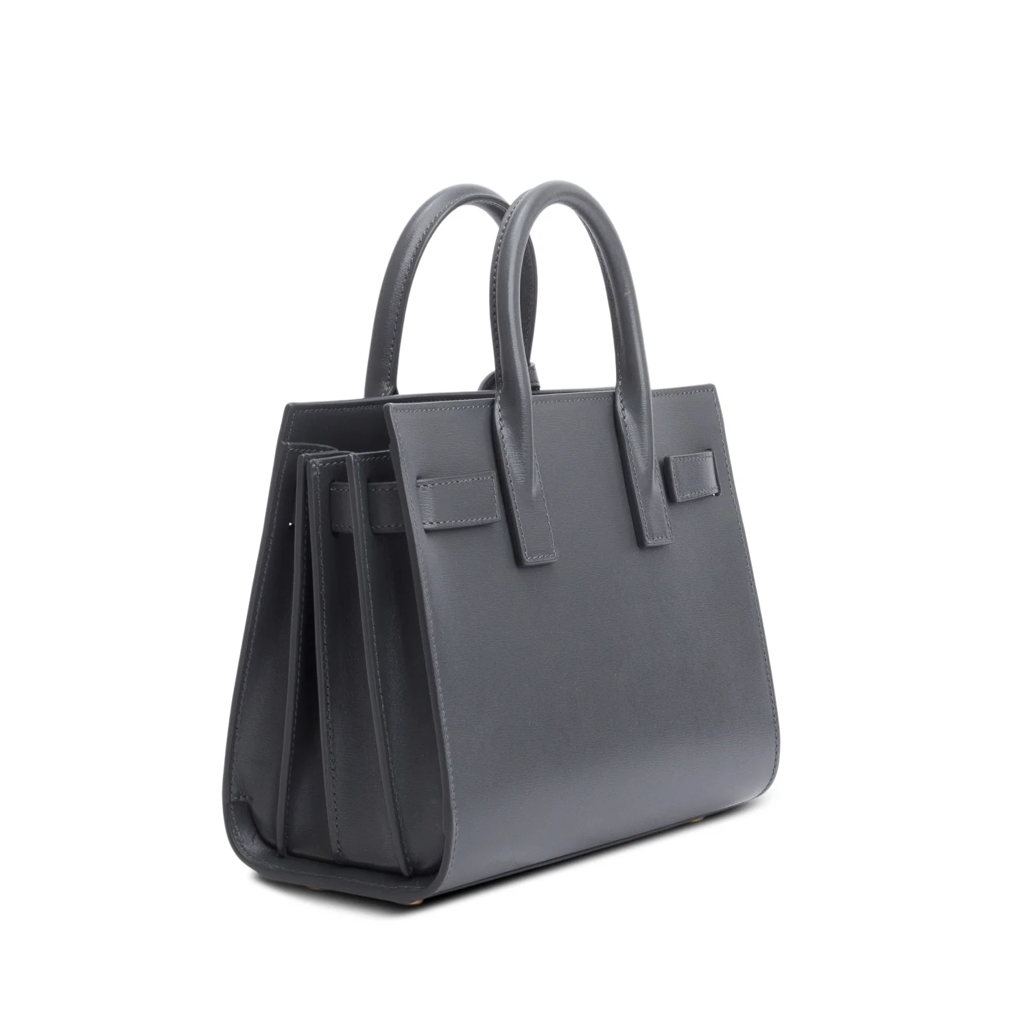 Saint Laurent 2024 Grey Smooth Calfskin Leather Nano Sac De Jour w/ Strap - Image 6