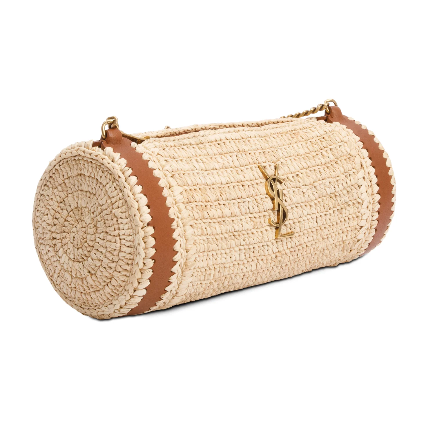 Saint Laurent 2024 Neutral Raffia Small Sade Tube Bag - Image 4