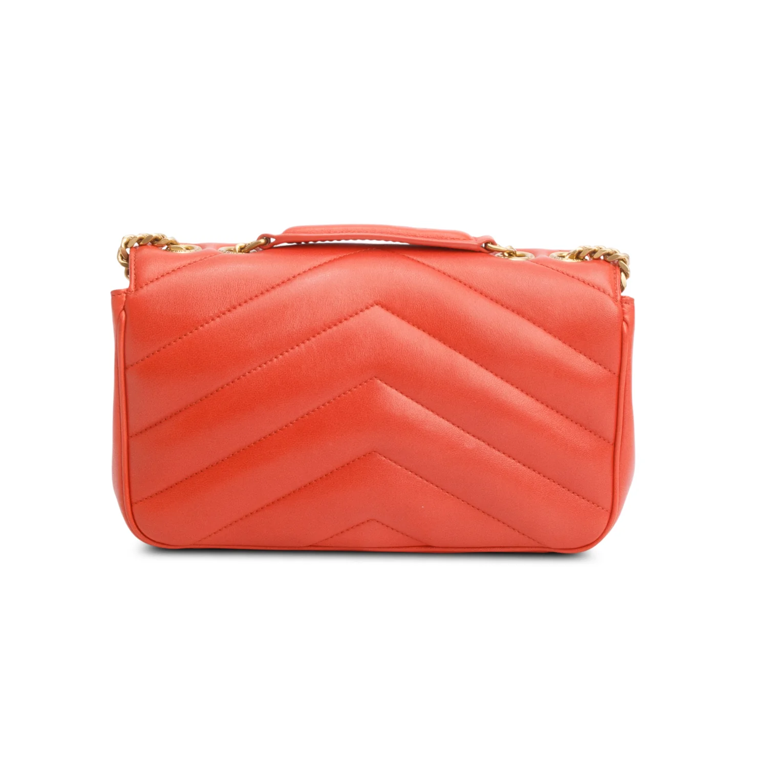 Saint Laurent 2024 Orange Lambskin Chevron Quilted Small LouLou Bag w/ Box - Image 6