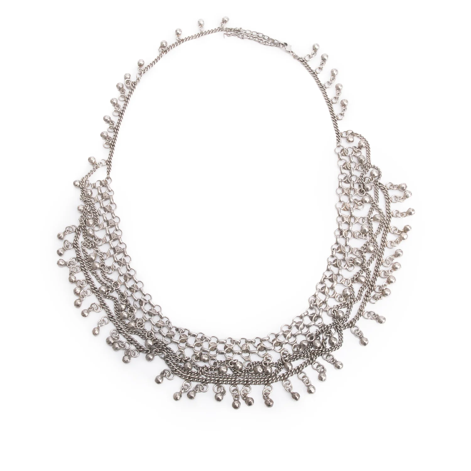 Saint Laurent Antiqued Silver-Tone Metal Marakkech Ball Bib Necklace