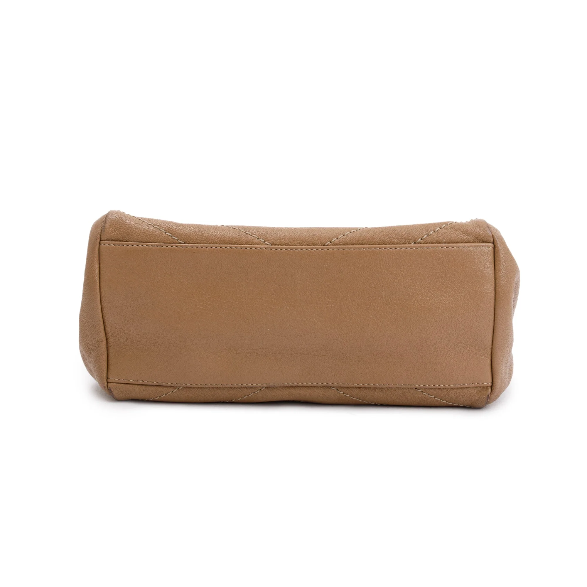 Saint Laurent Beige Calfskin Chevron Monogram Nolita Shoulder Bag - Image 6