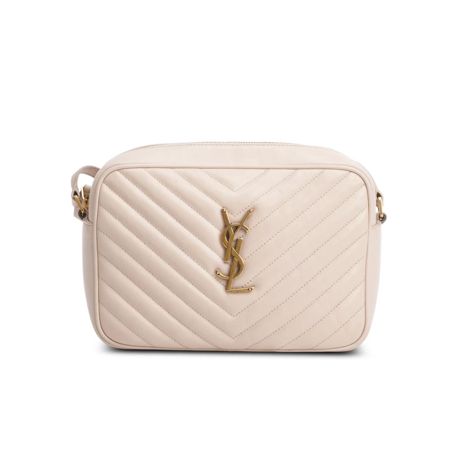 Saint Laurent Beige Calfskin Matelasse Monogram Lou Camera Bag - Image 3
