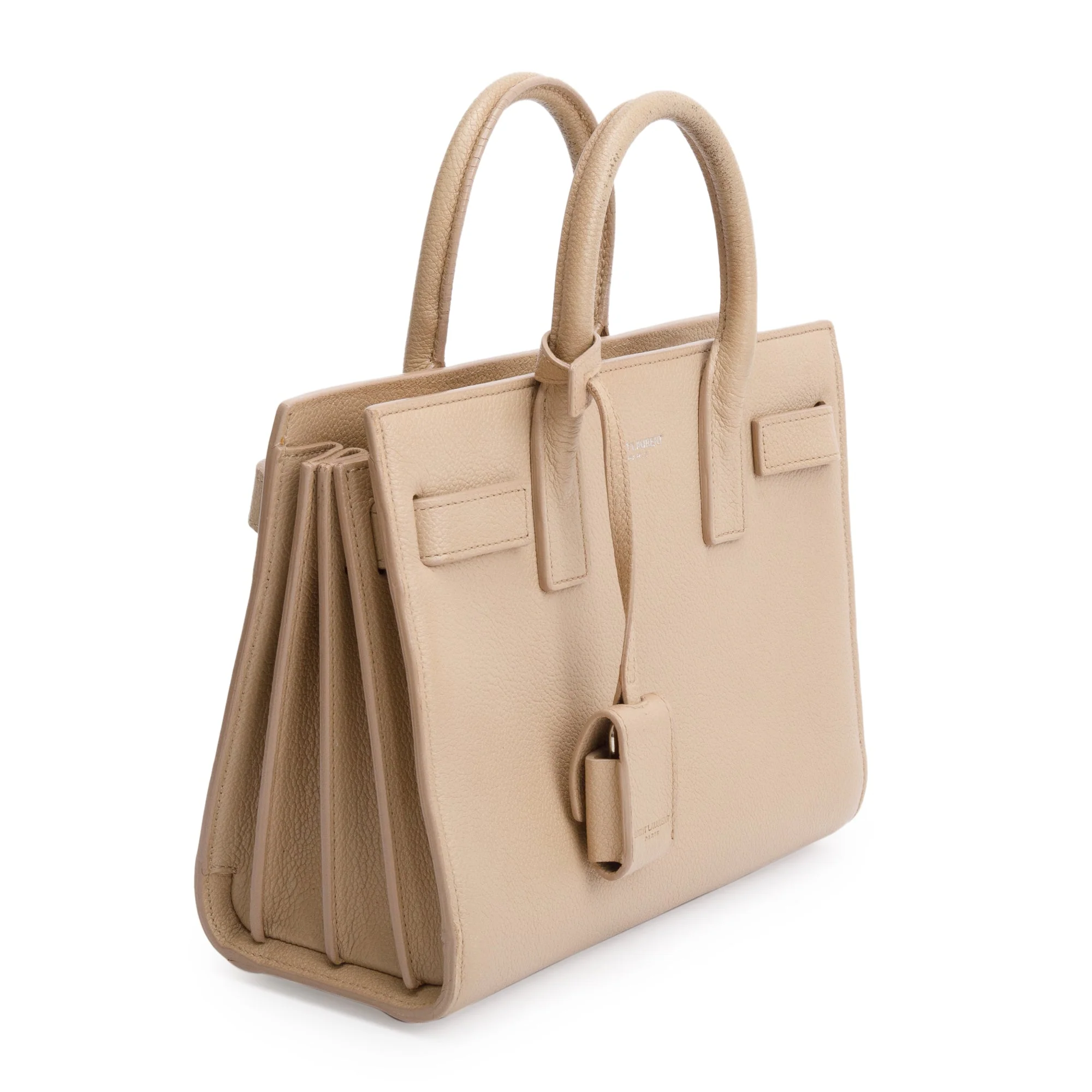Saint Laurent Beige Grained Leather Nano Sac De Jour w/ Strap - Image 4
