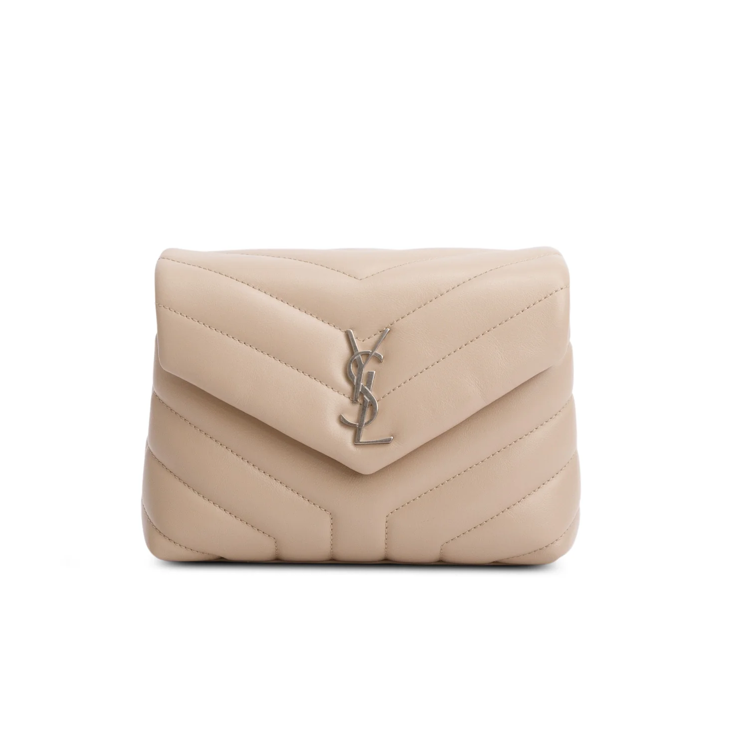 Saint Laurent Beige Monogram Matelasse Toy Loulou Crossbody Bag - Image 3