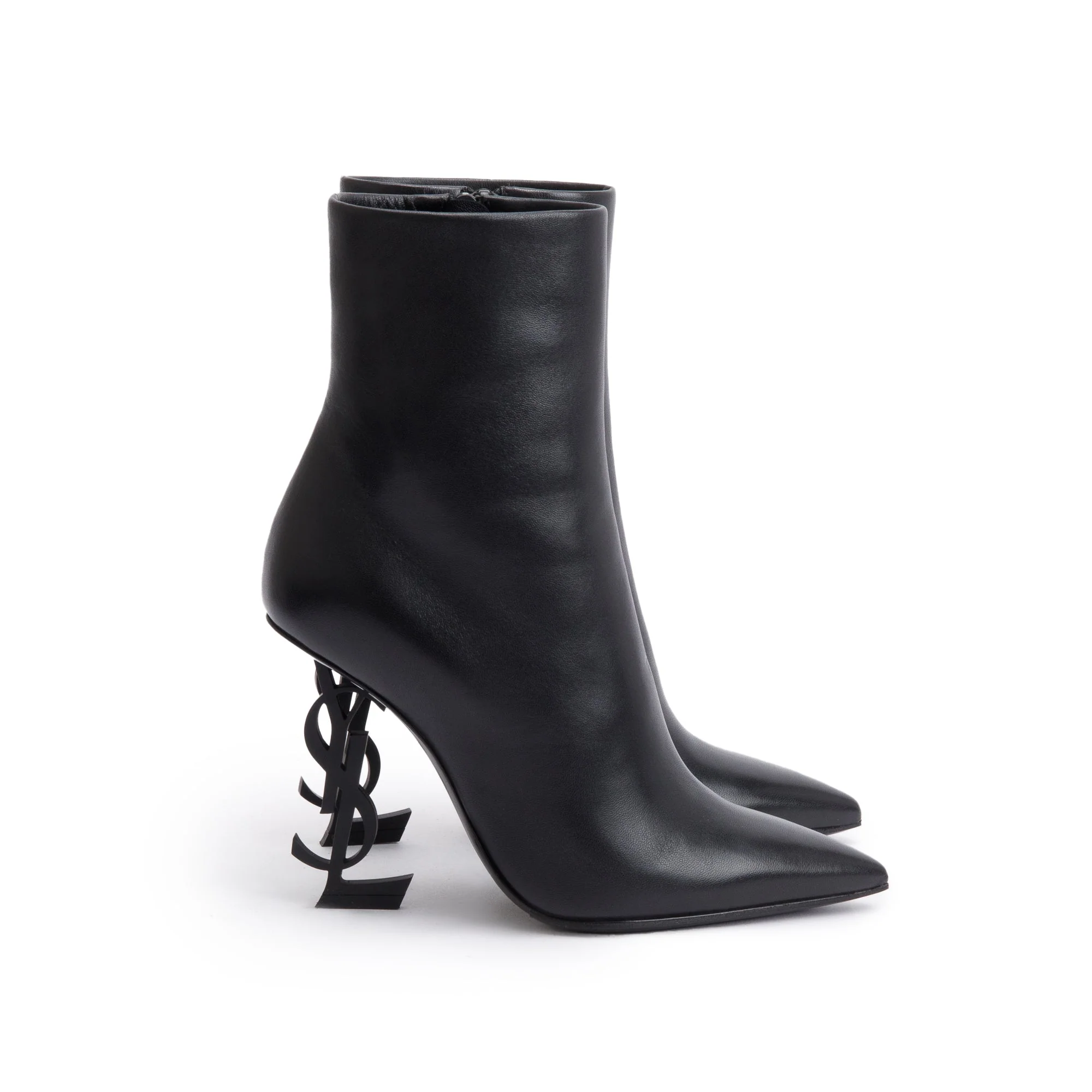 Saint Laurent Black Calf Leather Opyum Booties, Size 36 w/ Box & Receipt - Image 5