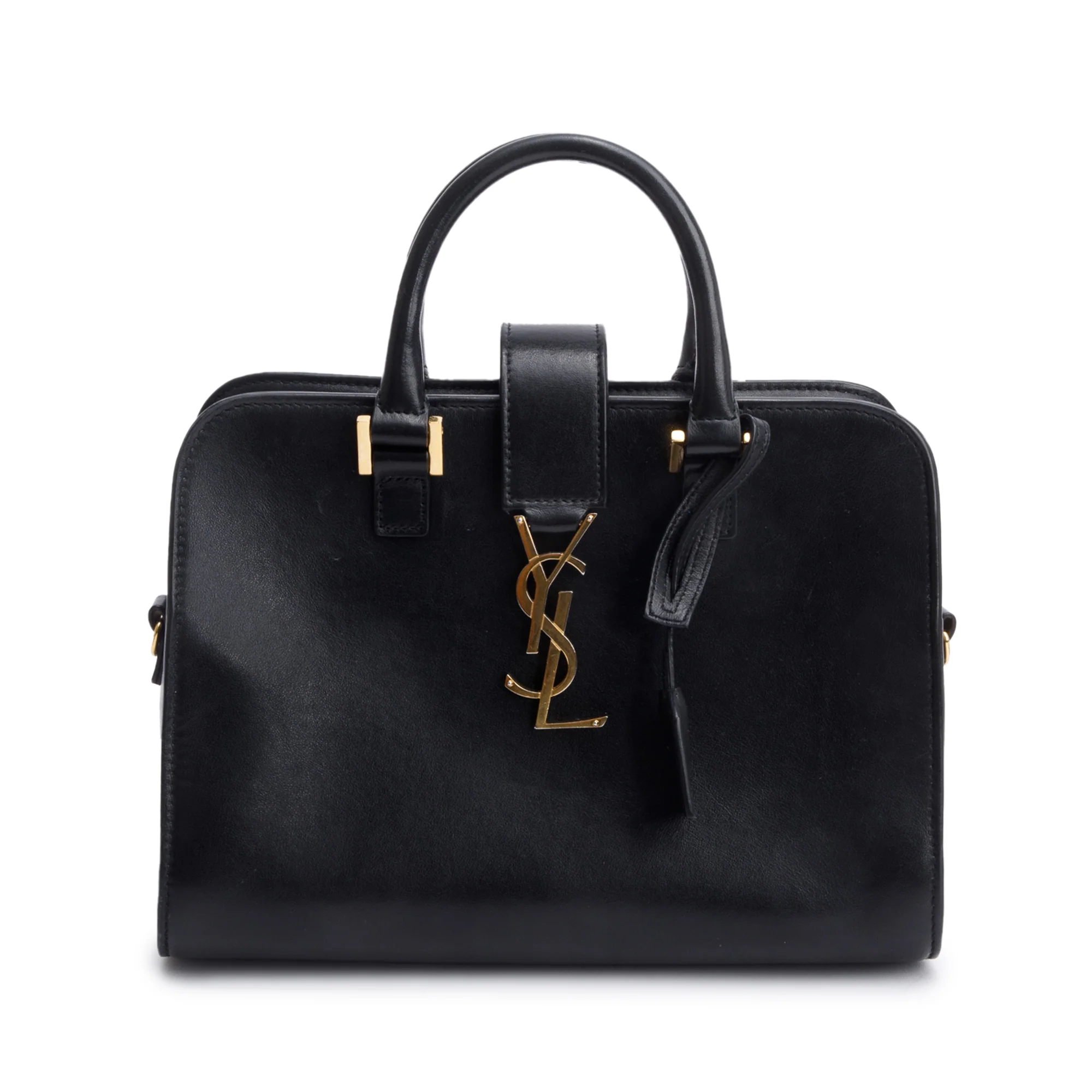 Saint Laurent Black Calfskin Leather Baby Cabas Tote Bag w/ Strap - Image 3