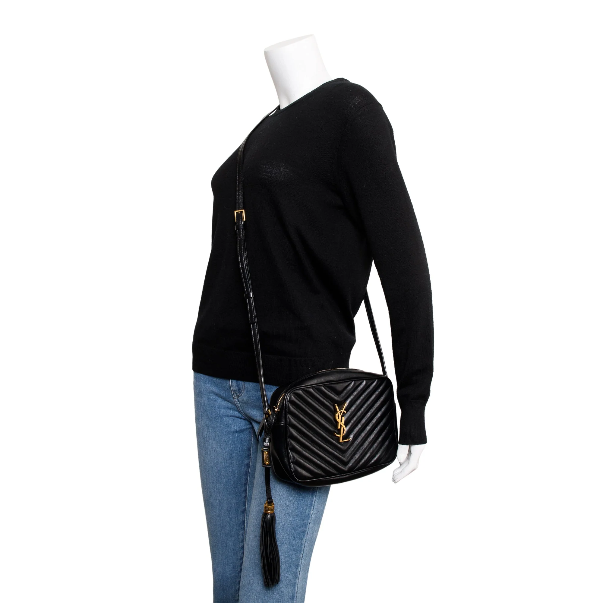 Saint Laurent Black Calfskin Leather Lou Camera Bag - Image 2