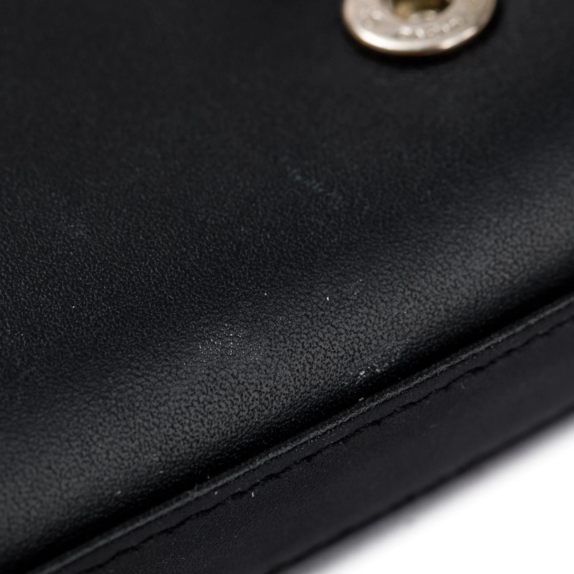Saint Laurent Black Calfskin Leather Monogram Star Kate Chain Wallet - Image 7