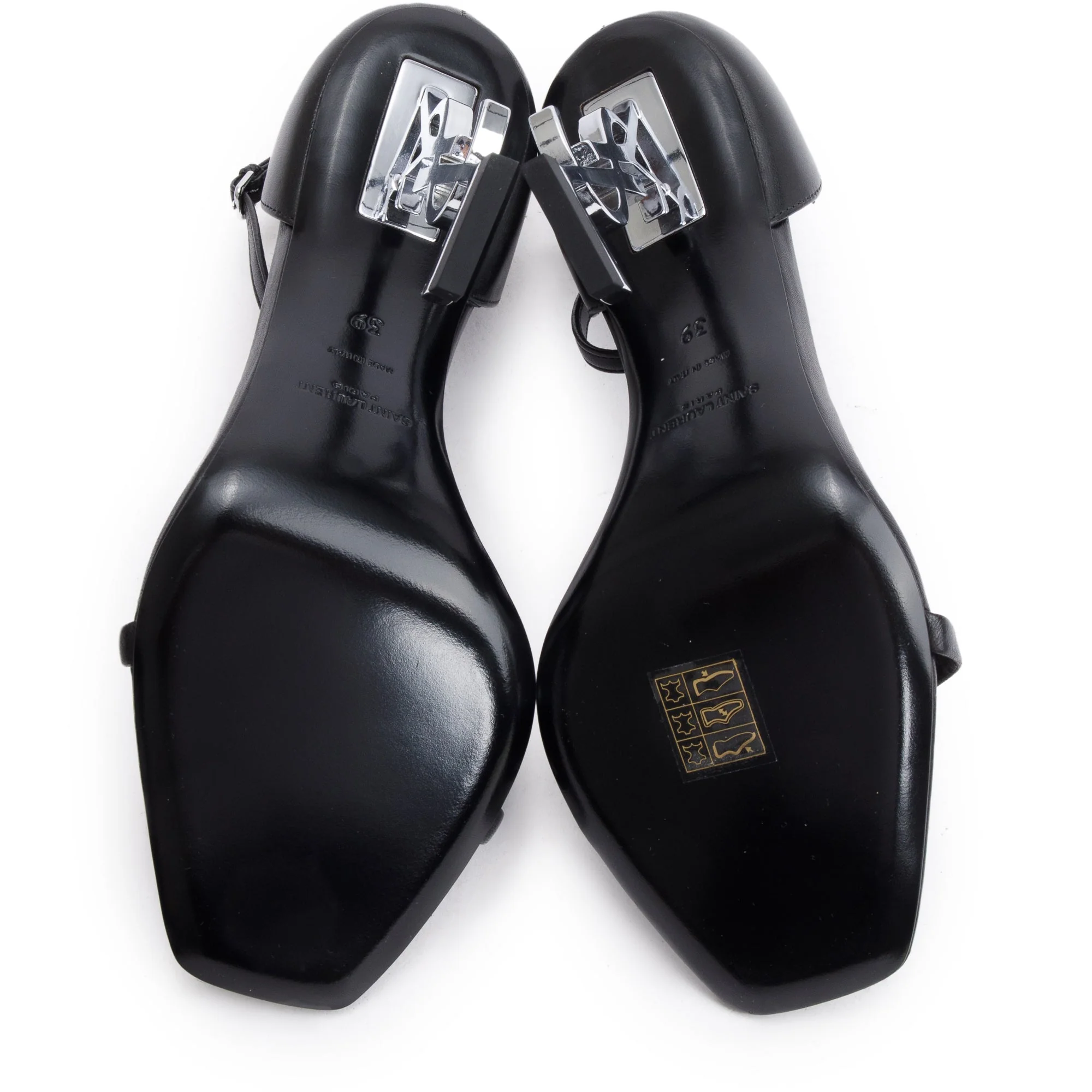 Saint Laurent Black Calfskin Leather Opyum Sandals, Size 39 w/ Box - Image 6