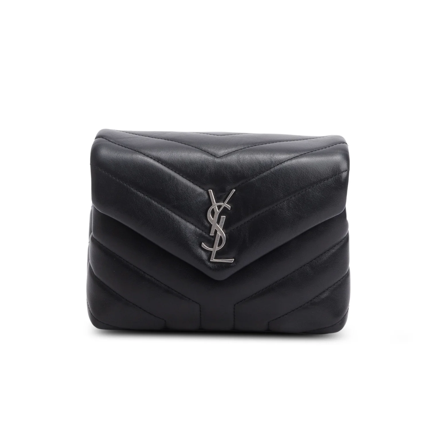 Saint Laurent Black Calfskin Y Quilted Monogram Toy Loulou Crossbody Bag w/ Box - Image 4