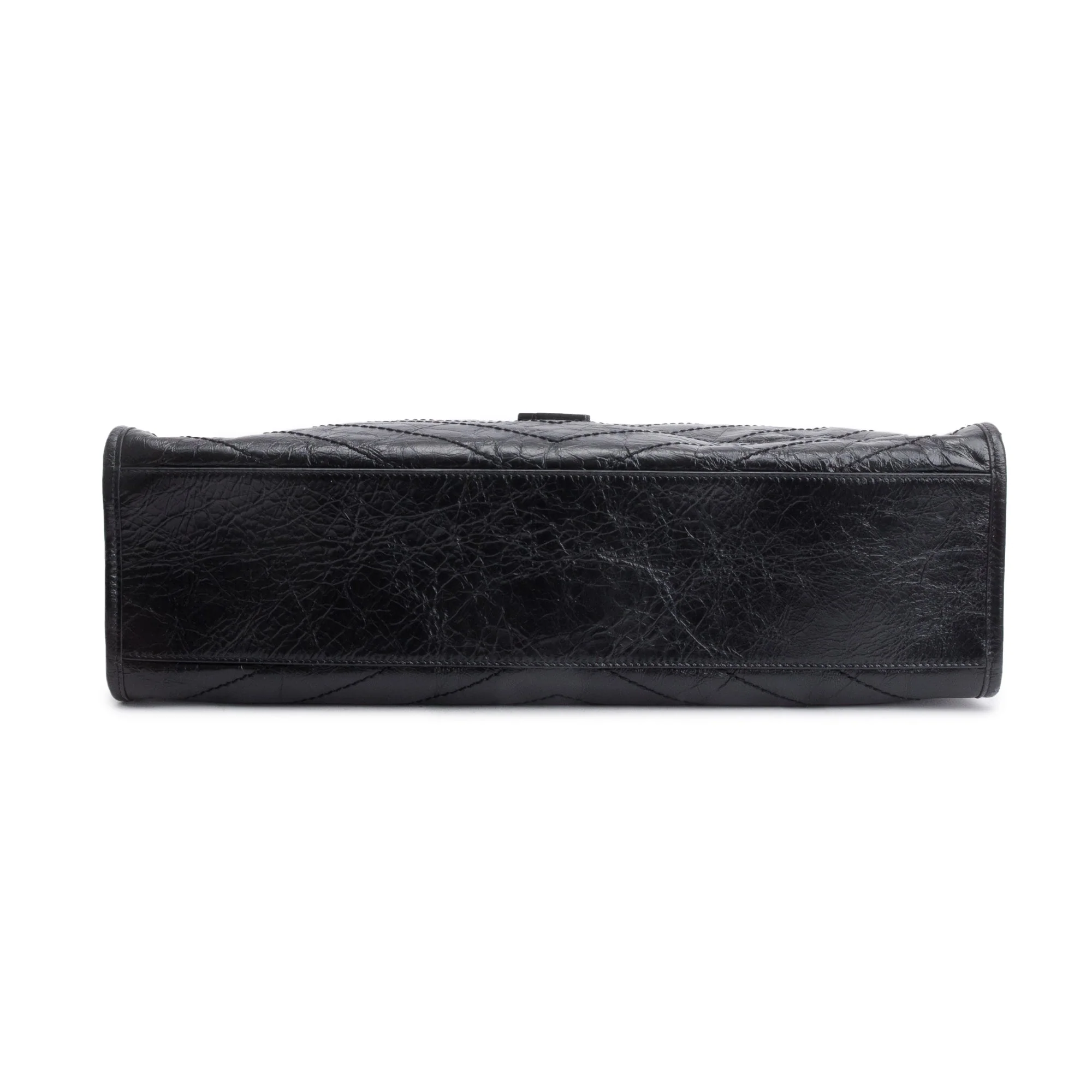 Saint Laurent Black Crinkled Leather Niki Tote Bag - Image 7
