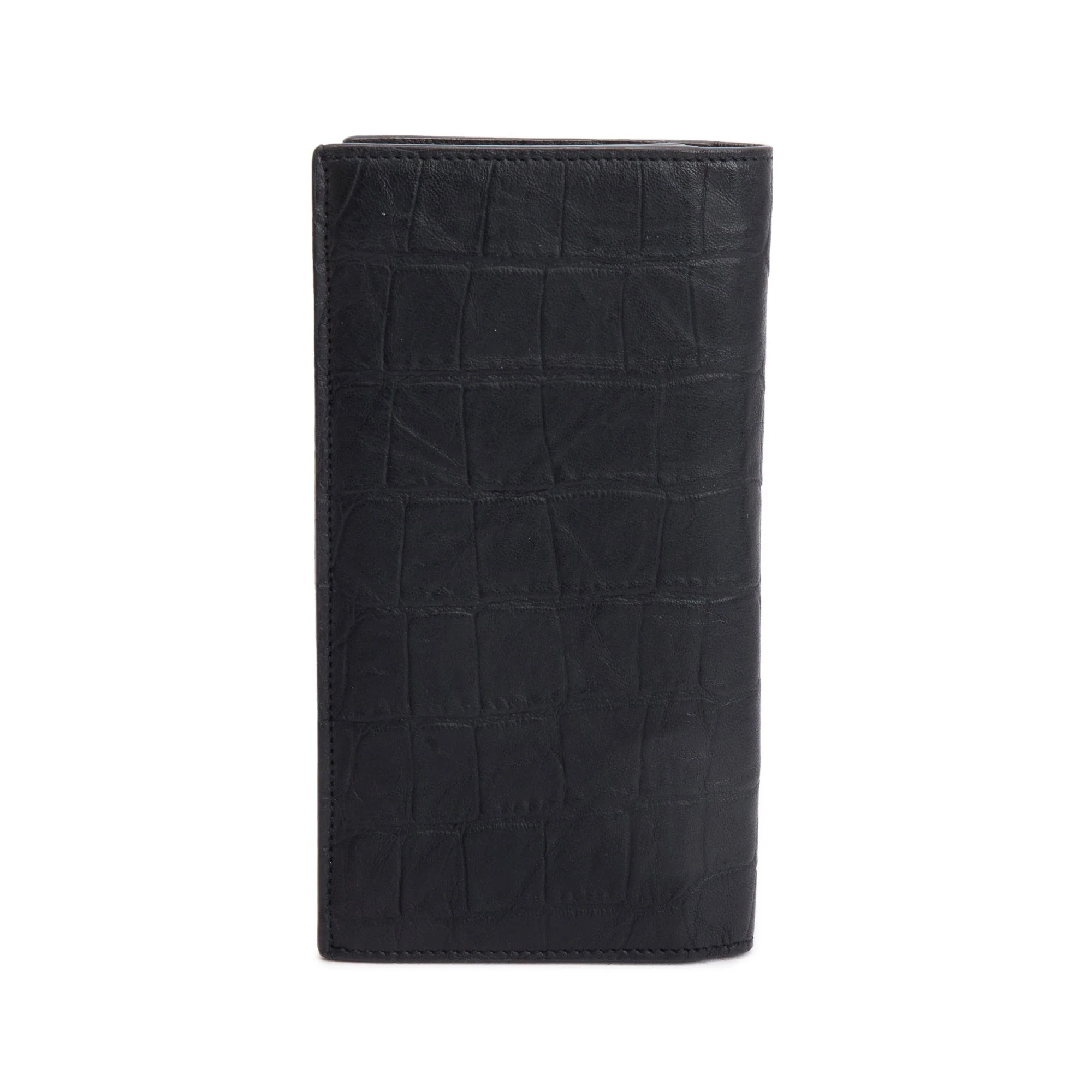 Saint Laurent Black Crocodile-Embossed Leather Cassandre Continental Wallet - Image 4
