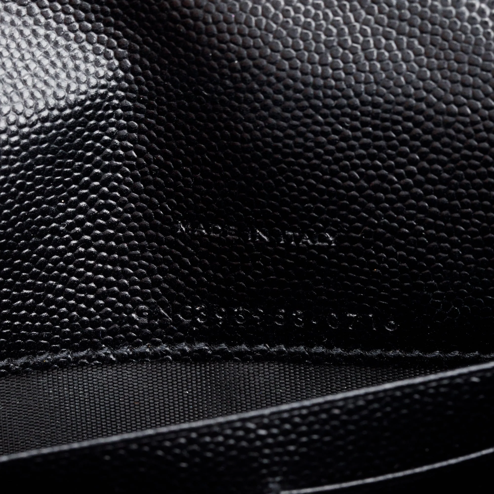 Saint Laurent Black Grain De Poudre Cassandre Envelope Chain Wallet - Image 7