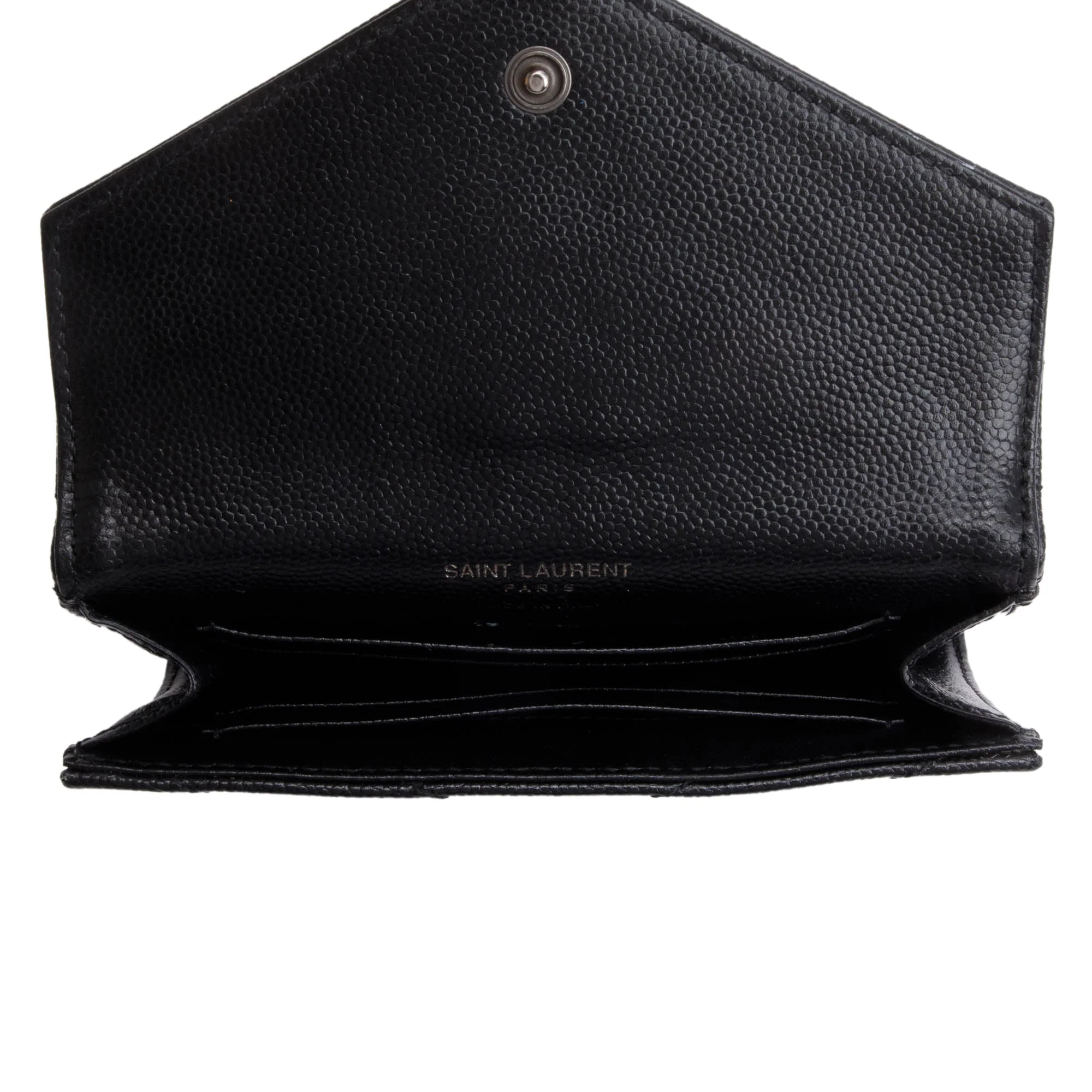 Saint Laurent Black Grain De Poudre Cassandre Matelasse Small Envelope Wallet - Image 8