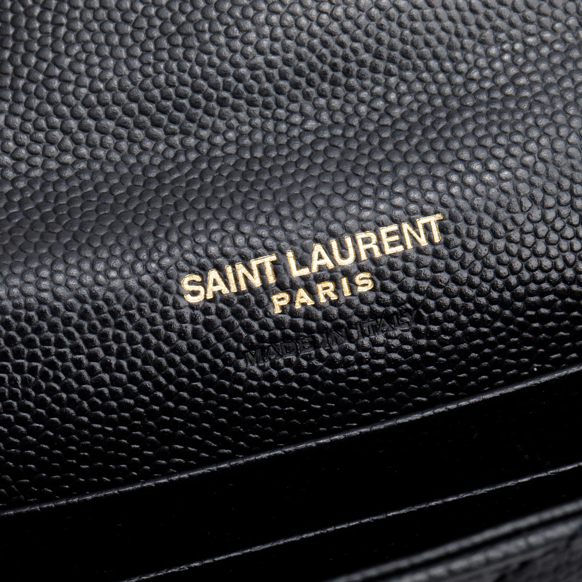 Saint Laurent Black Grain De Poudre Cassandre Matelasse Small Envelope Wallet - Image 5