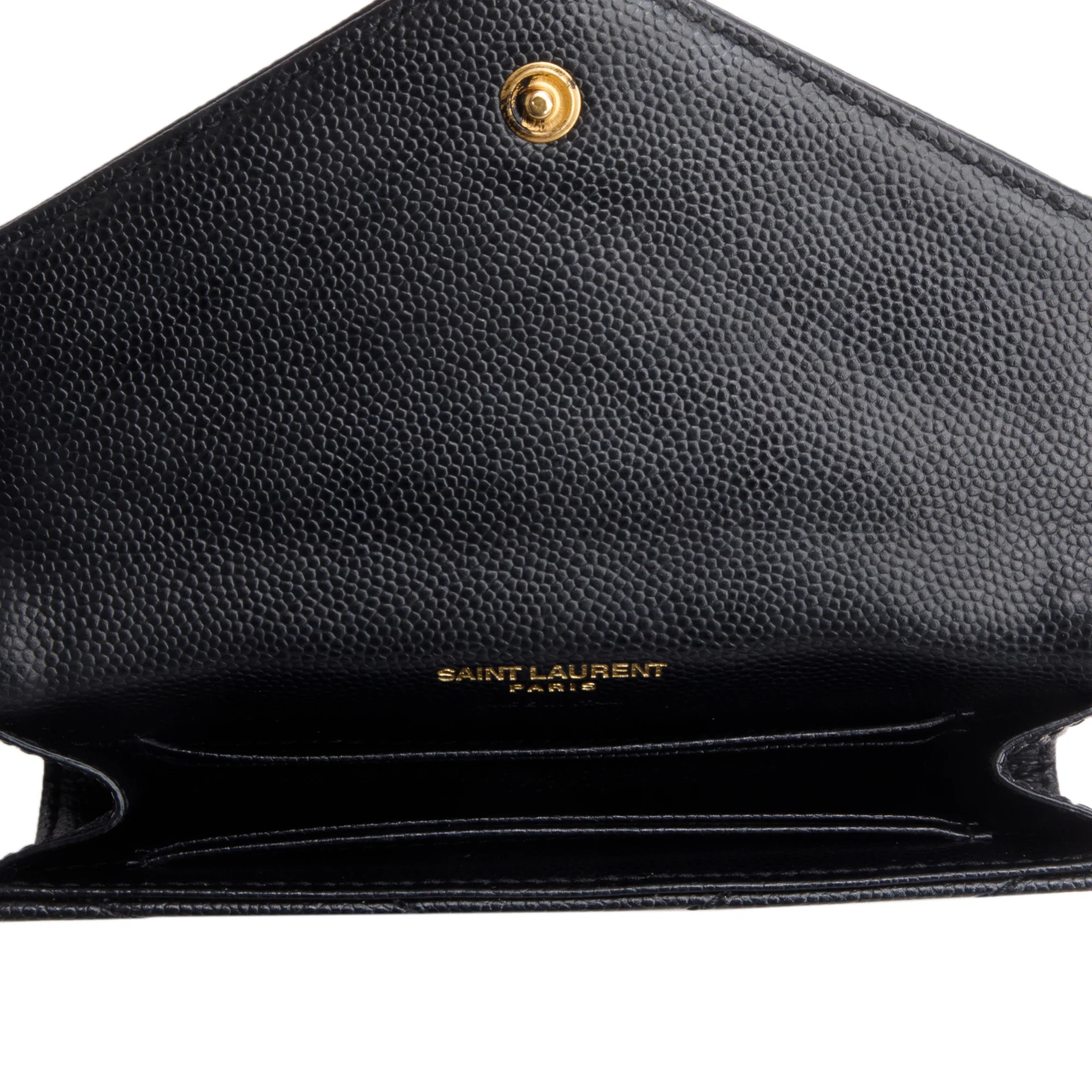 Saint Laurent Black Grain De Poudre Cassandre Matelasse Small Envelope Wallet - Image 7