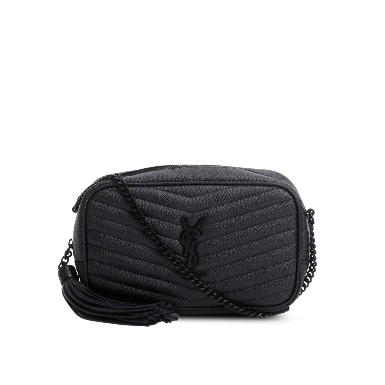 Saint Laurent Black Grain de Poudre Matelasse Mini Lou Camera Bag