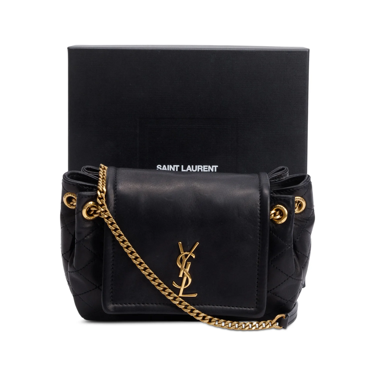 Saint Laurent Black Lambskin Leather Mini Nolita Shoulder Bag w/ Box - Image 3