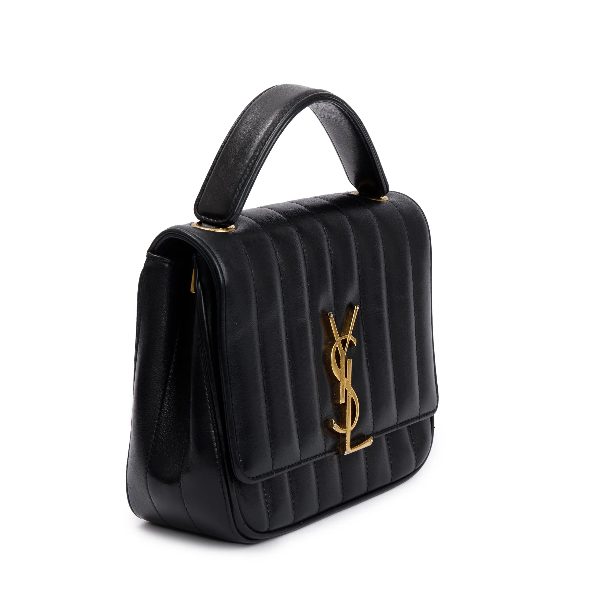 Saint Laurent Black Lambskin Matelasse Medium Monogram Vicky Chain Bag - Image 4