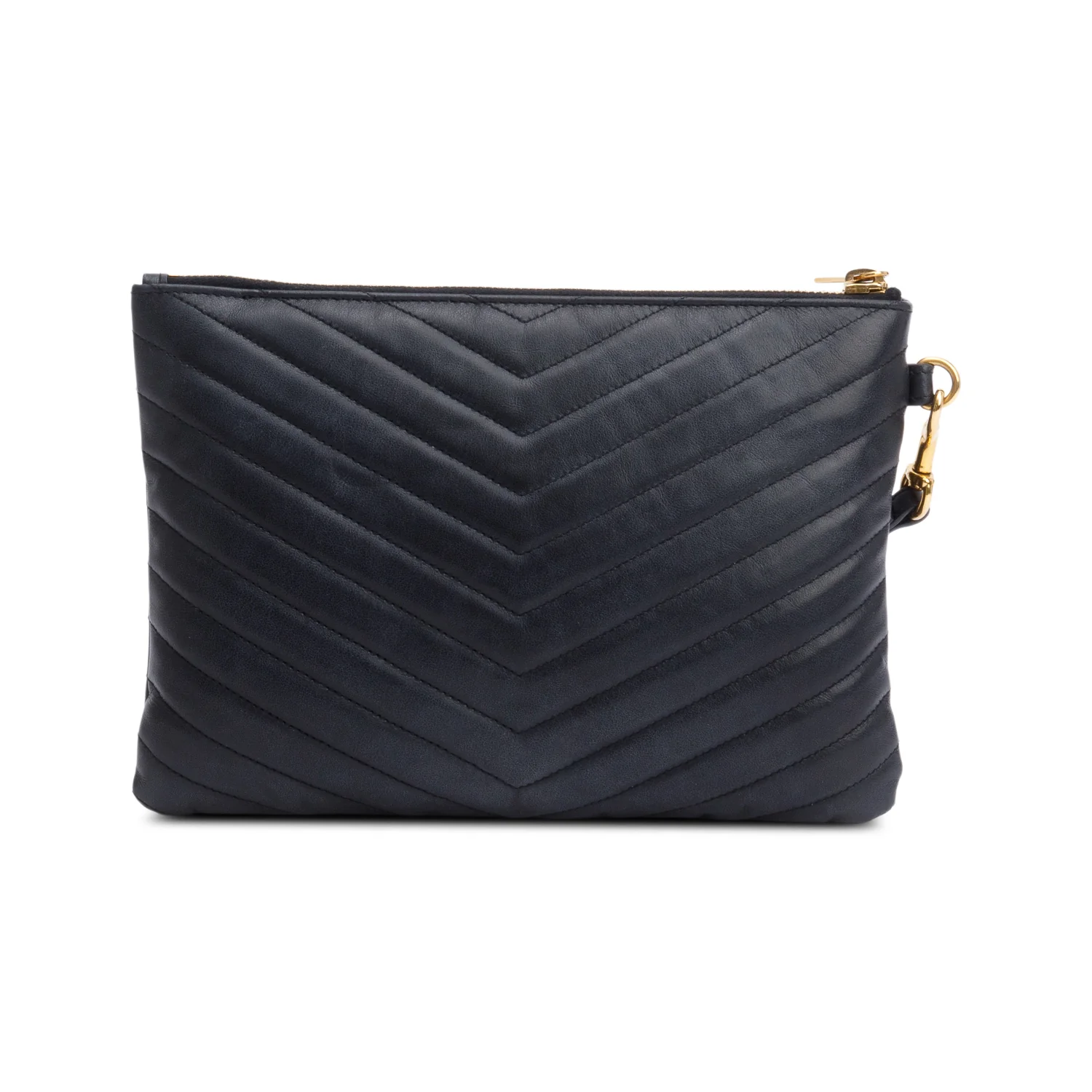 Saint Laurent Black Leather Cassandre Matelasse A5 Pouch - Image 3