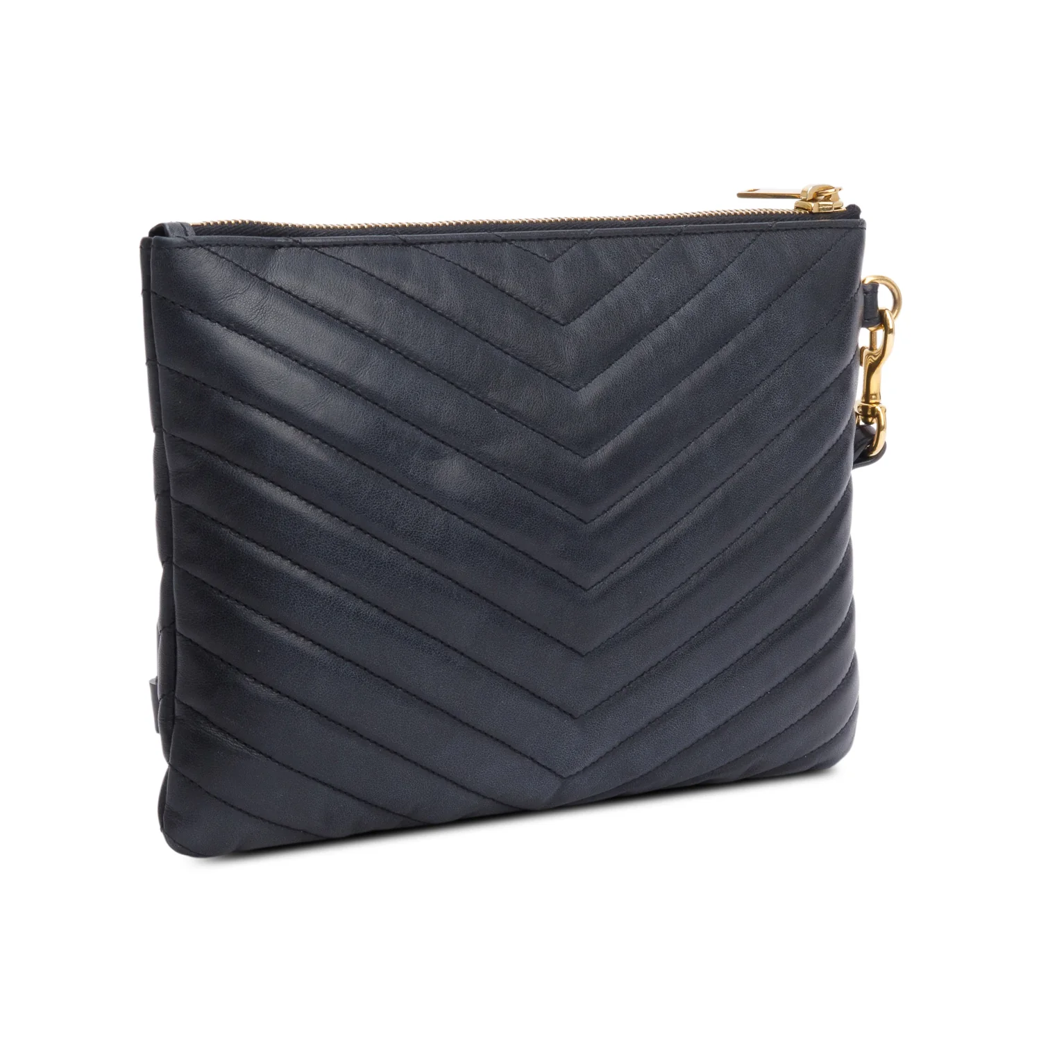 Saint Laurent Black Leather Cassandre Matelasse A5 Pouch - Image 4