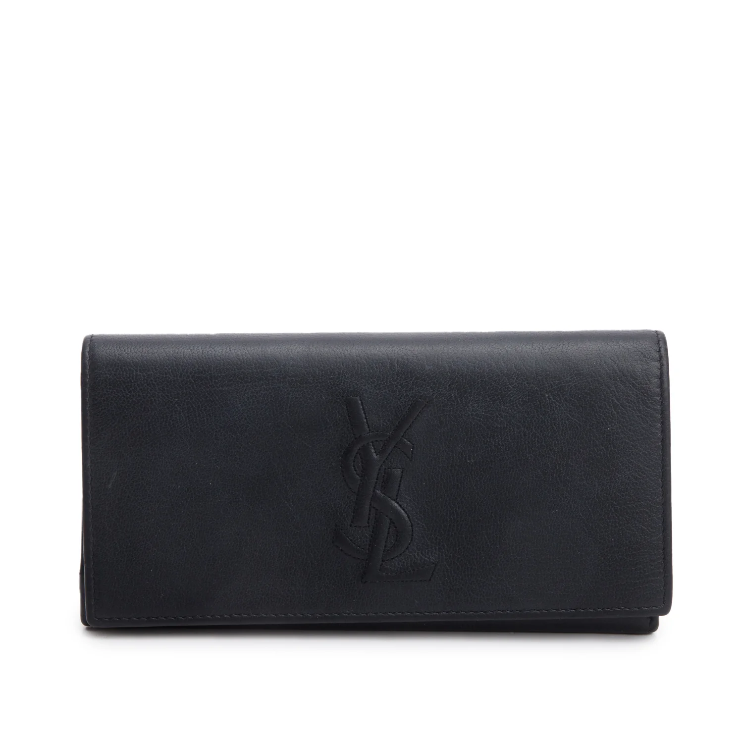 Saint Laurent Black Leather Continental Flap Wallet w/ Box