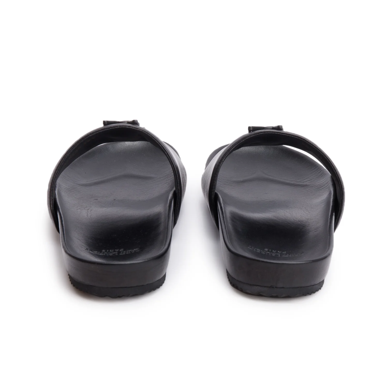 Saint Laurent Black Leather Joan Slide Sandals, Size 38.5 w/ Box - Image 5