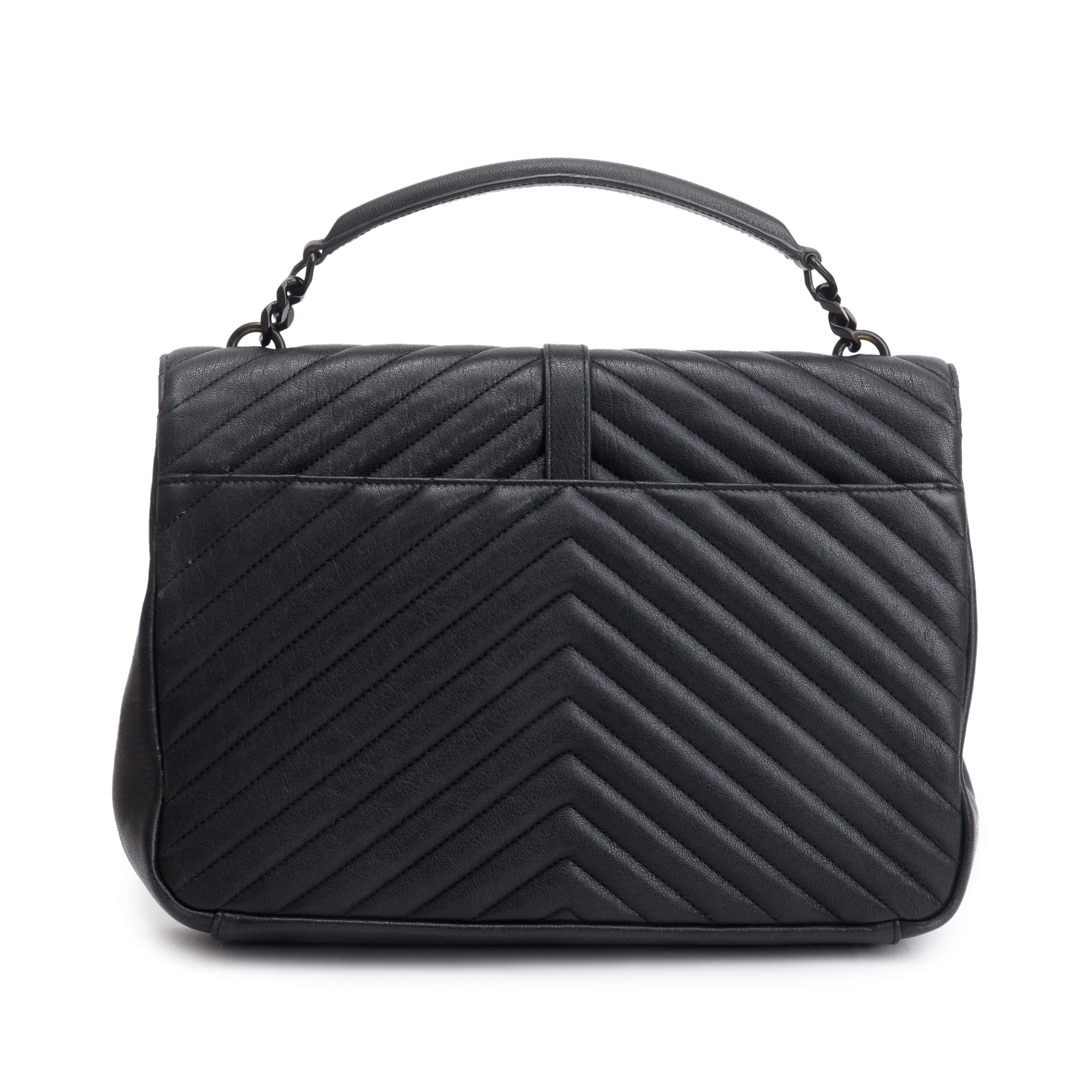 Saint Laurent Black Leather Large Chevron College Bag - Image 5