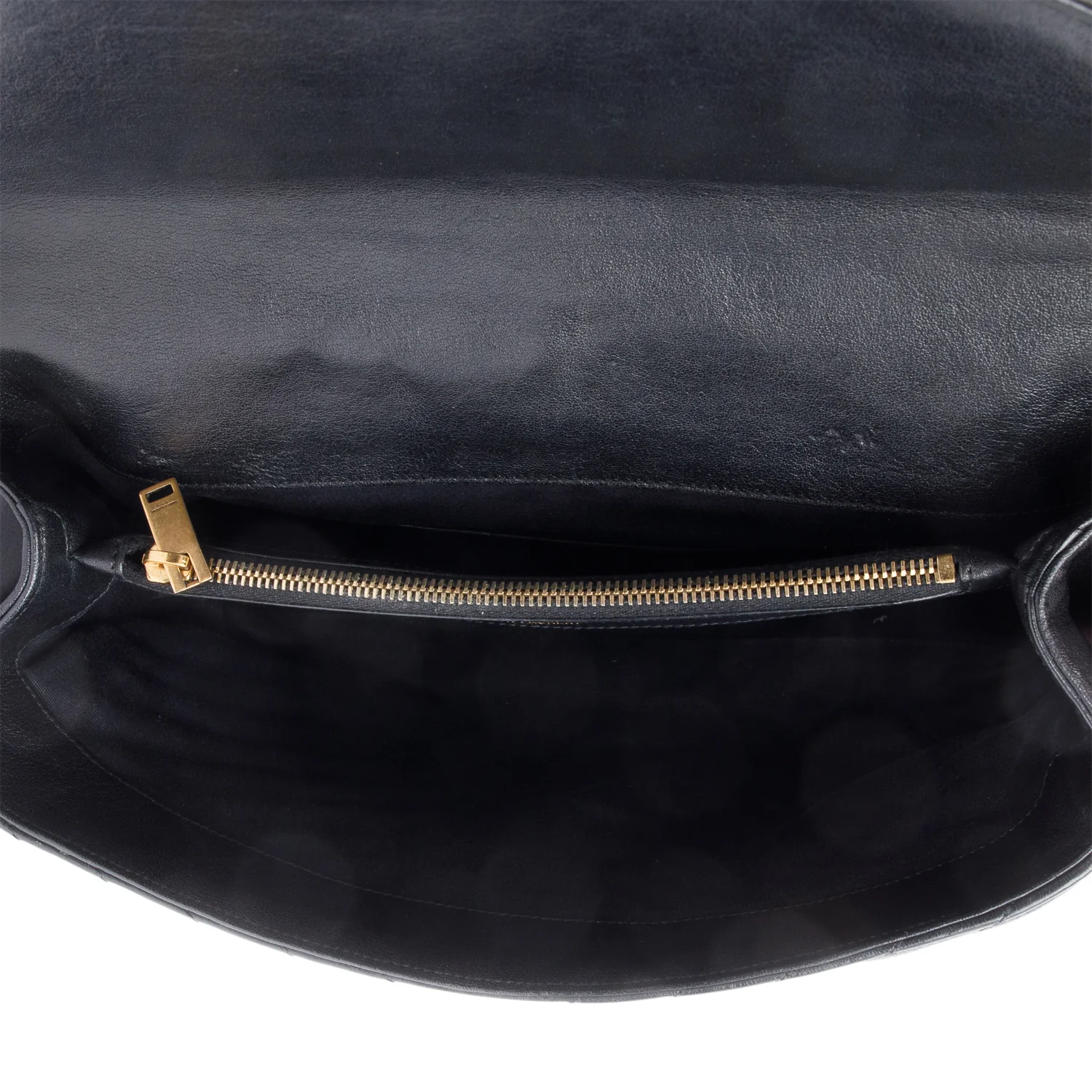 Saint Laurent Black Leather Large Chevron College Bag - Image 8