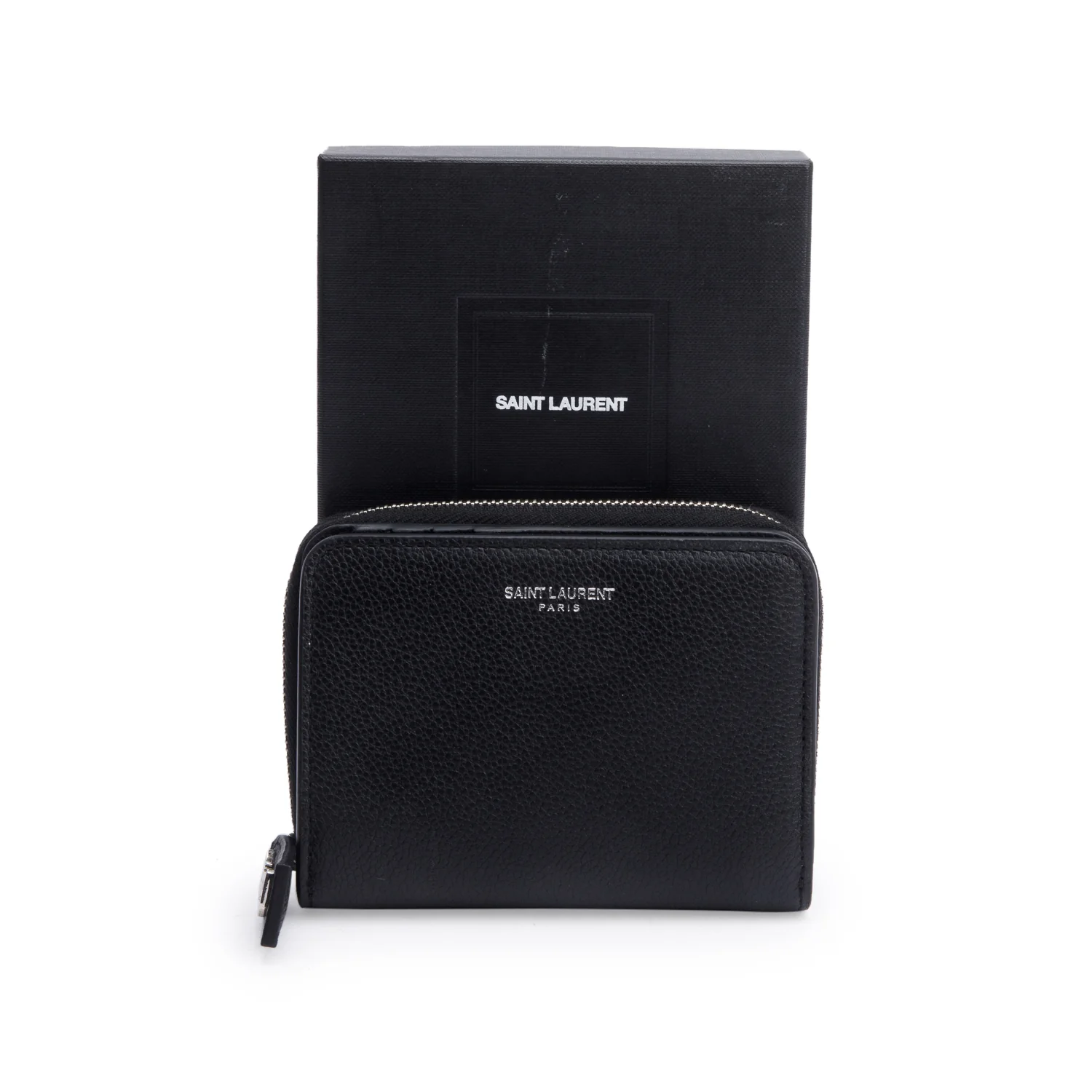 Saint Laurent Black Leather Rive Gauche Compact Wallet w/ Box - Image 2