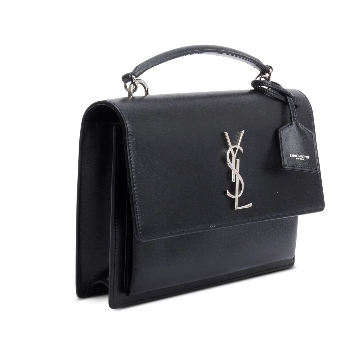 Saint Laurent Black Leather Sunset Top Handle Bag w/ Box - Image 5