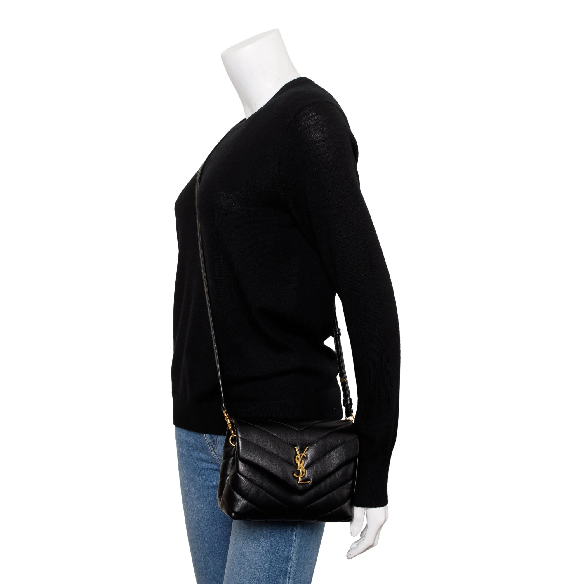 Saint Laurent Black Monogram Matelasse Toy Loulou Crossbody Bag w/ Box - Image 2
