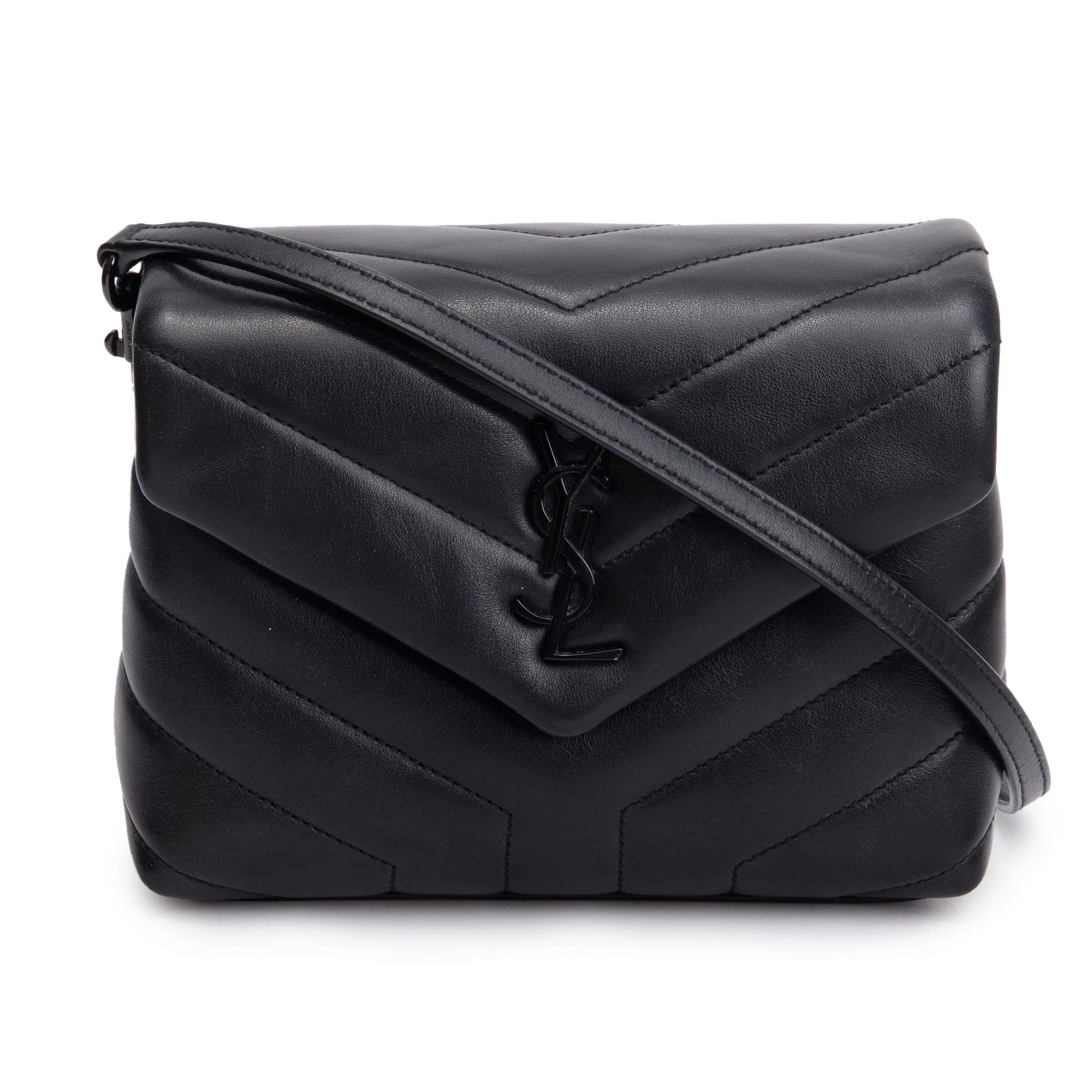 Saint Laurent Black Monogram Matelasse Toy Loulou Crossbody Bag w/ Box