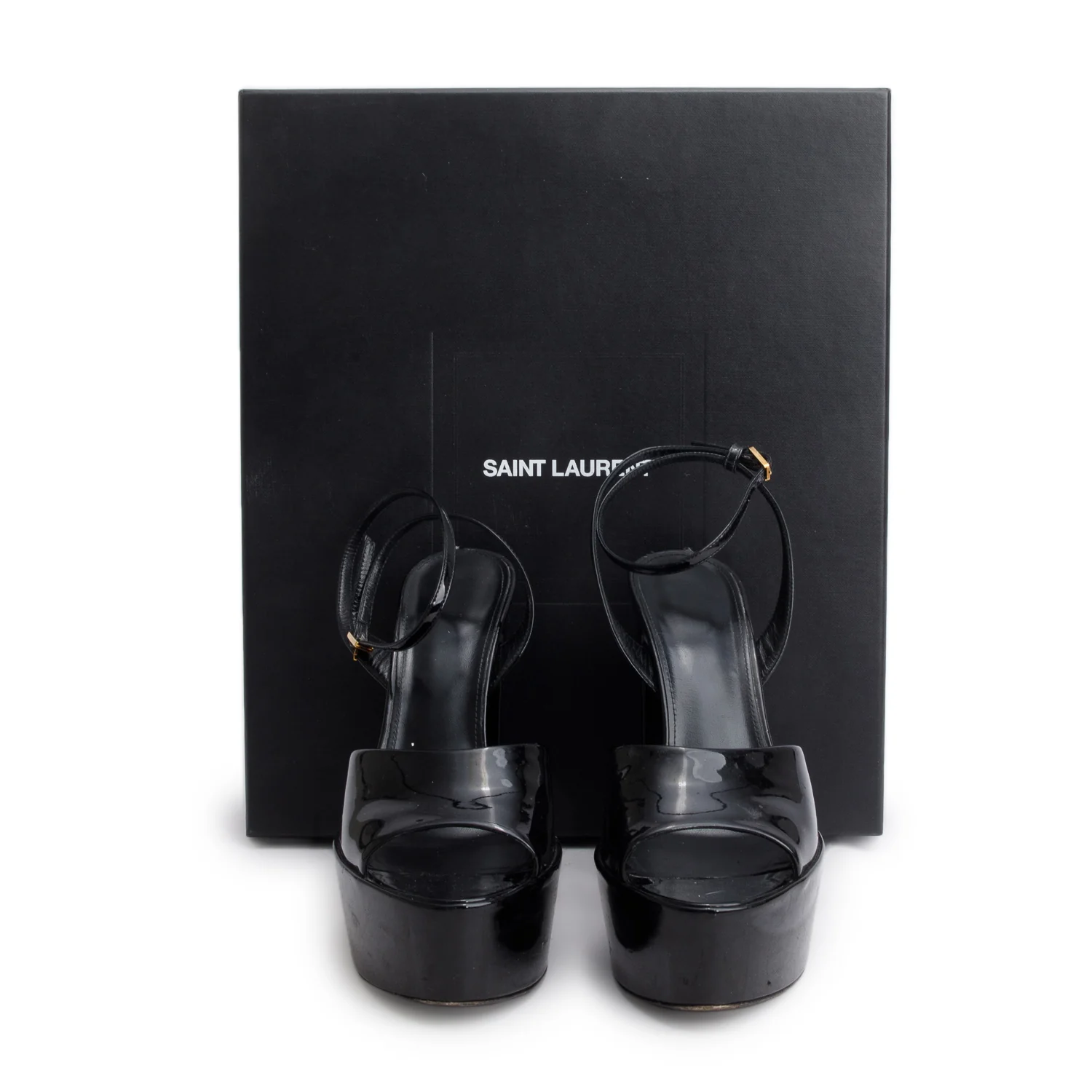 Saint Laurent Black Patent Leather Sexy 95 Platform Slingback Pump, Size 39 w/ Box - Image 2