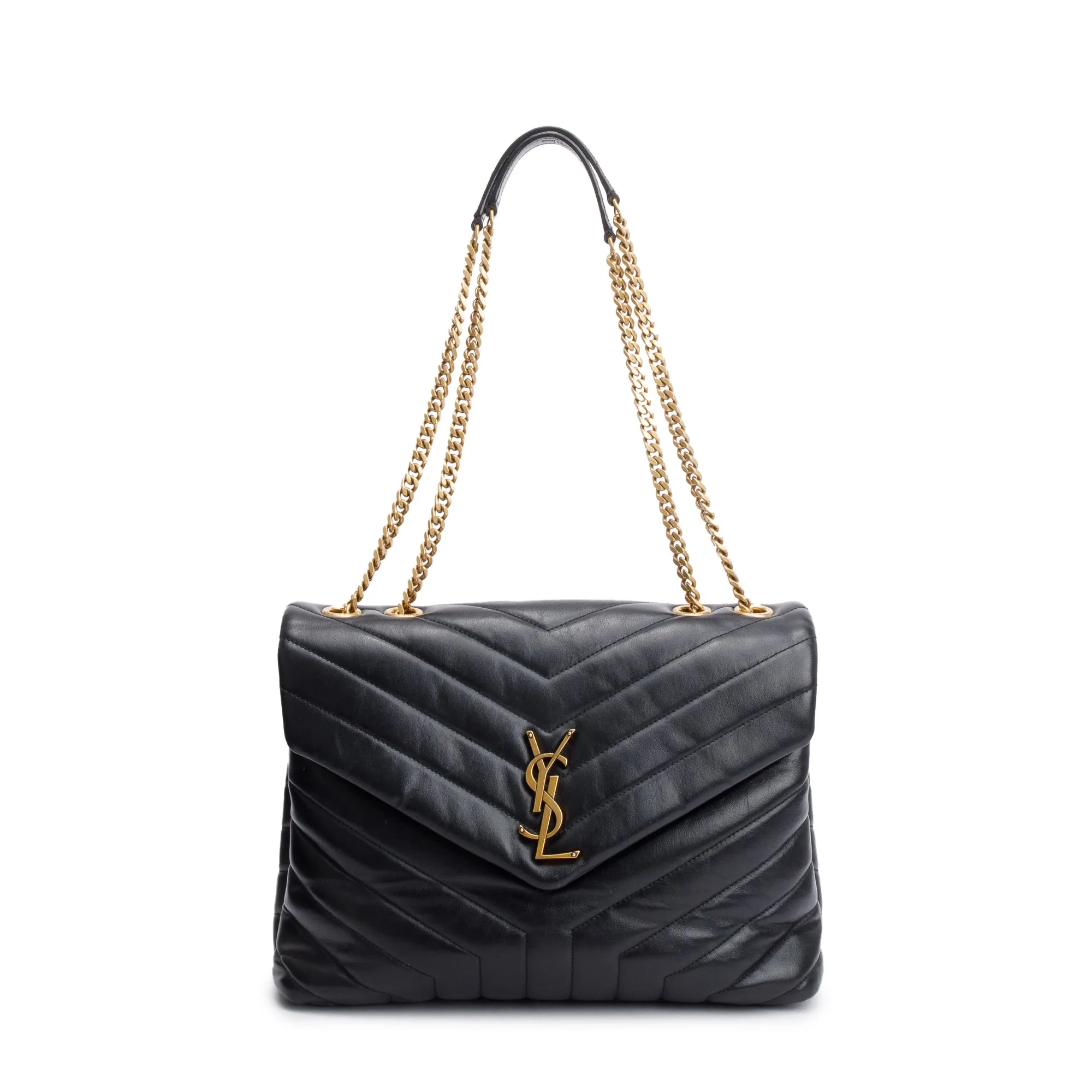 Saint Laurent Black Quilted Calfskin Leather Medium Loulou Shoulder Bag - Image 3