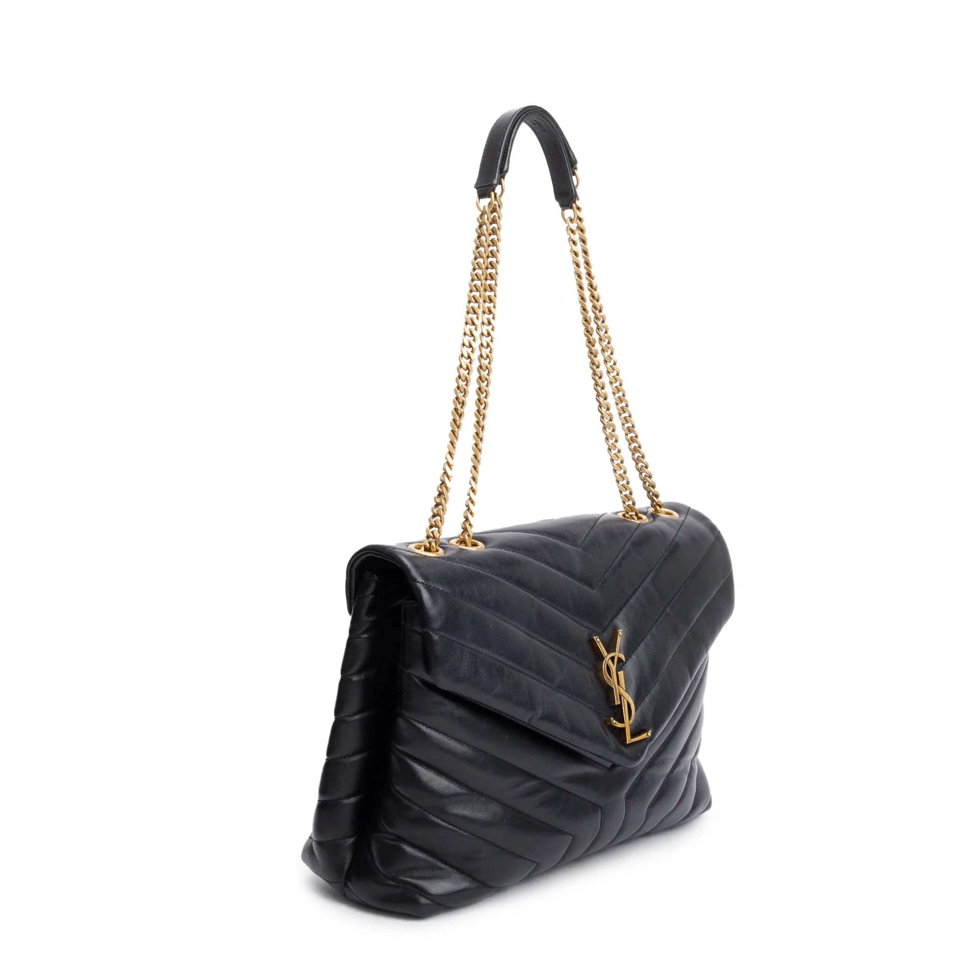 Saint Laurent Black Quilted Calfskin Leather Medium Loulou Shoulder Bag - Image 4
