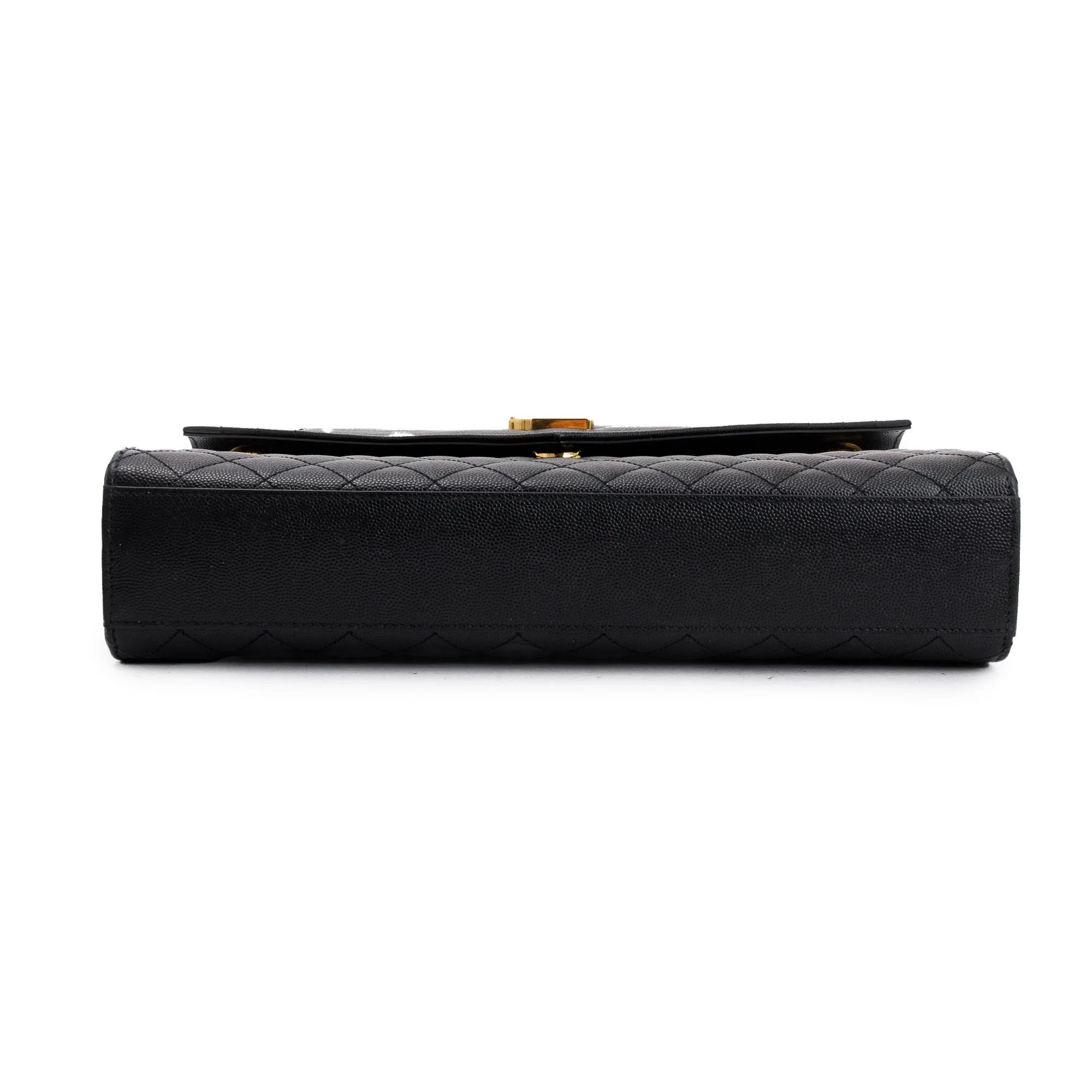 Saint Laurent Black Quilted Grain De Poudre Leather Large Envelope Chain Bag - Image 6