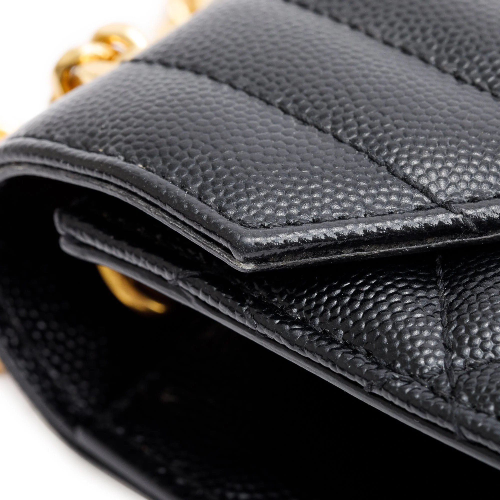 Saint Laurent Black Quilted Grain De Poudre Leather Medium Envelope Chain Bag - Image 9