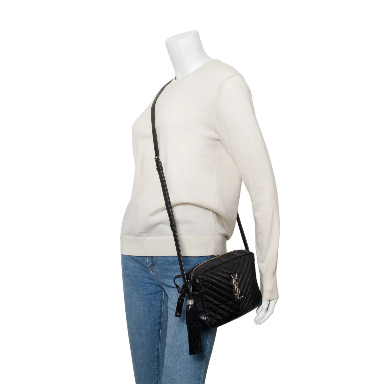 Saint Laurent Black Quilted Leather Lou Camera Bag - Image 2