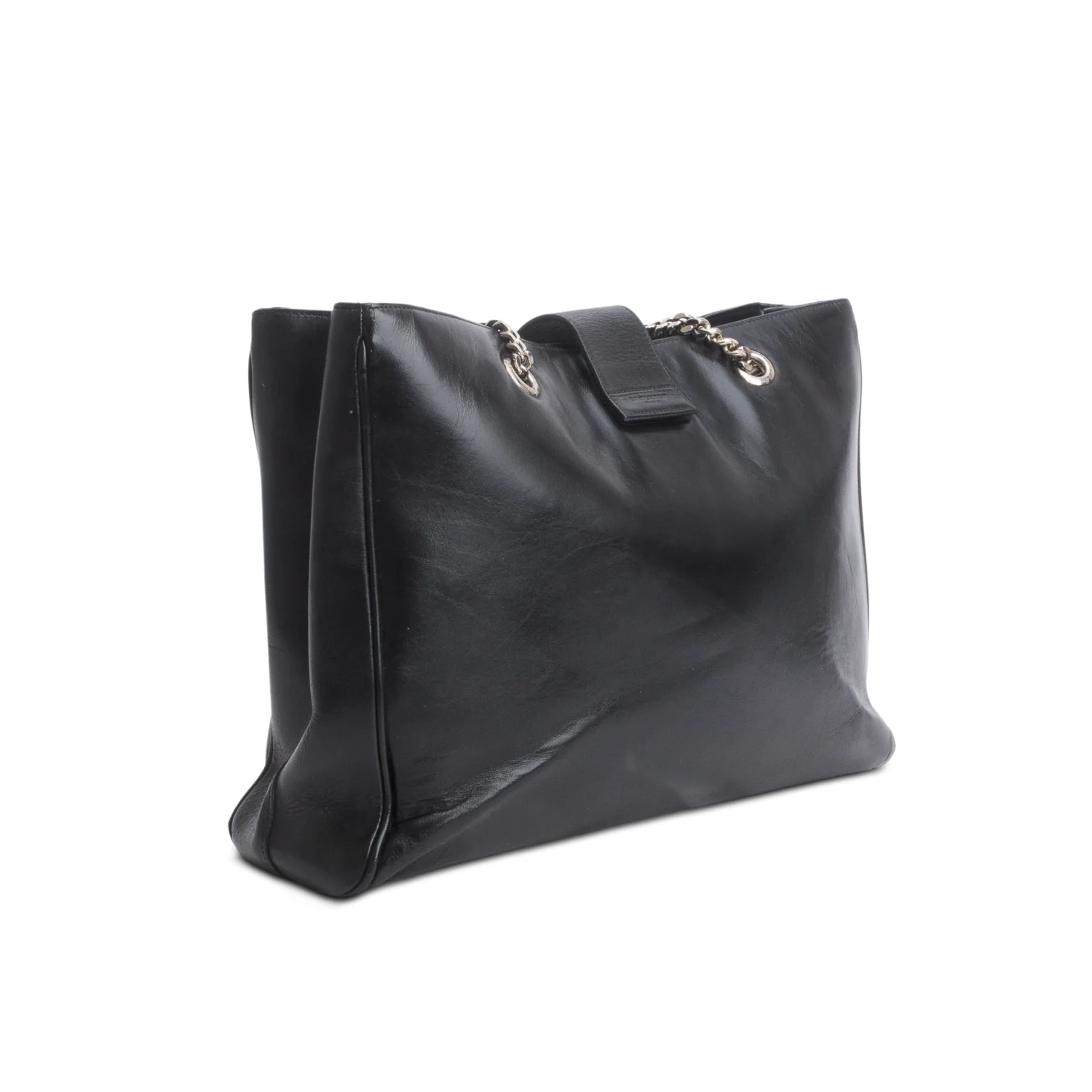 Saint Laurent Black Smooth Calfskin Cassandre Shopping Tote - Image 6