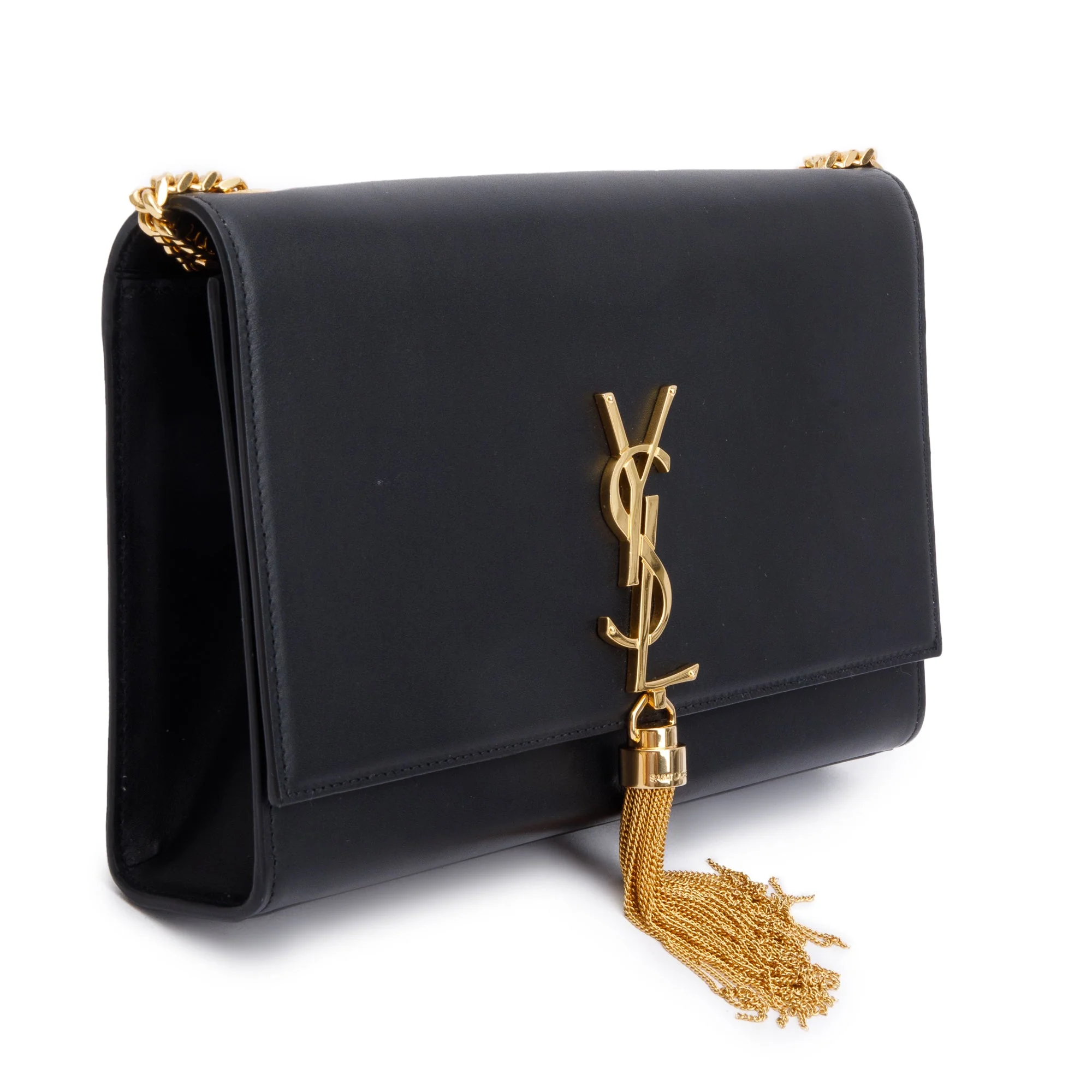 Saint Laurent Black Smooth Leather Medium Kate Tassel Bag - Image 3